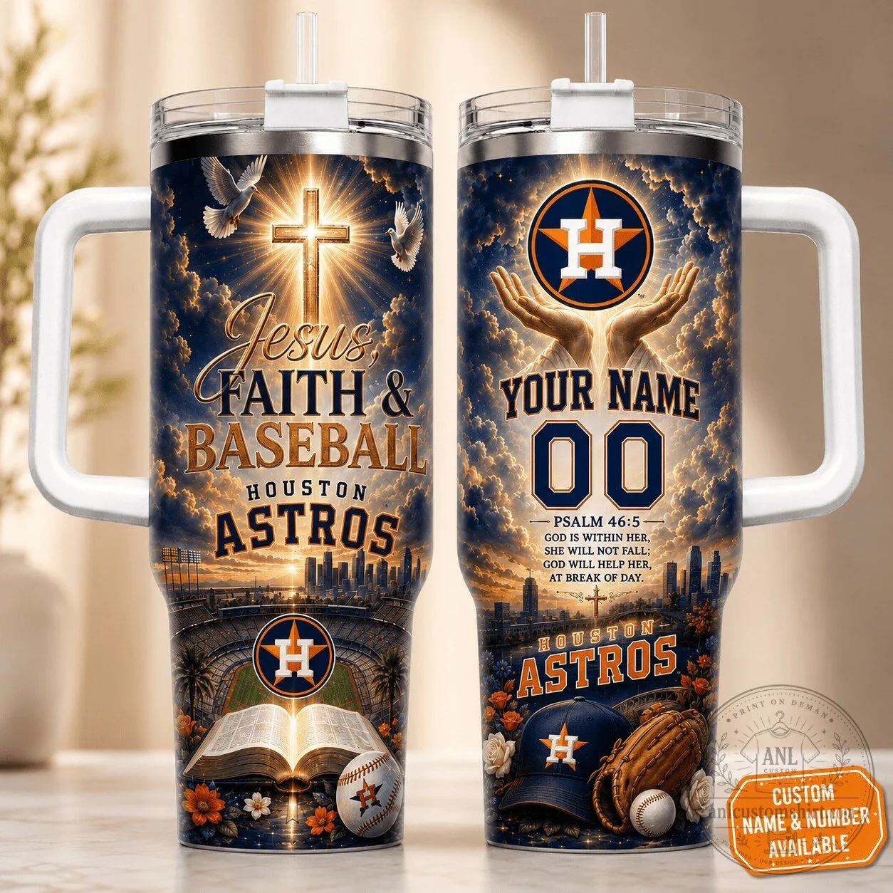 Houston Astros Personalized Stainless Steel Tumbler for Baseball Lover