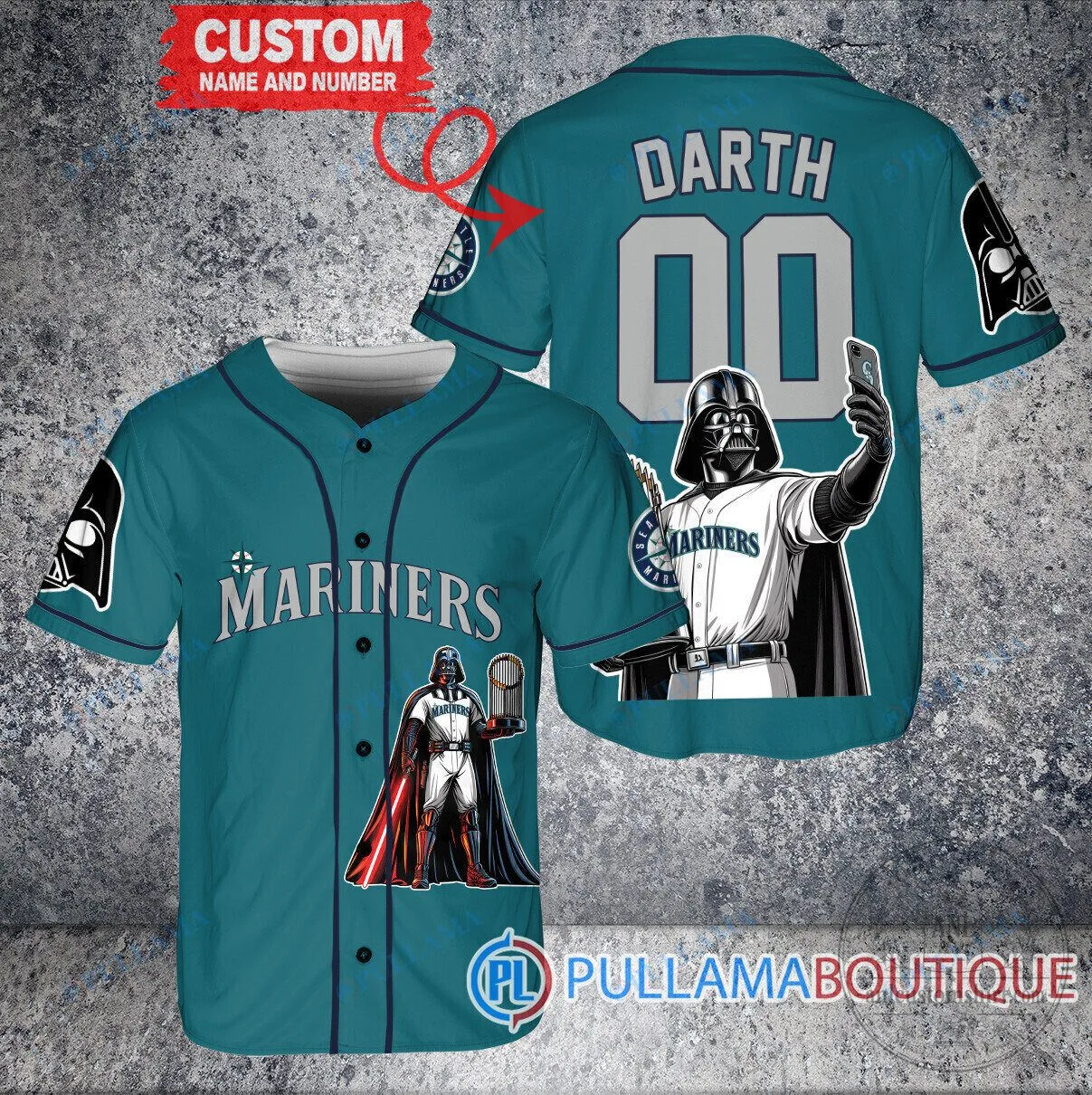 Seattle Mariners Baseball Darth Vader Star Wars World Series Trophy Custom Baseball Jersey