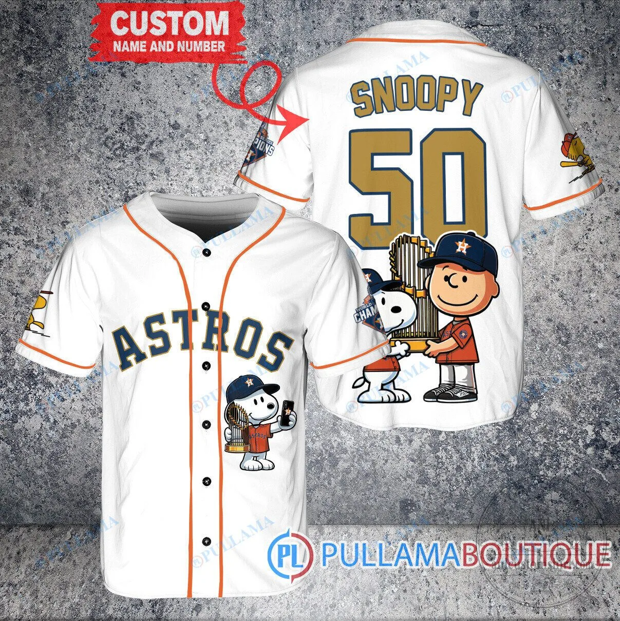 Houston Astros Baseball Snoopy and Charlie Brown World Series Champions Baseball Jersey