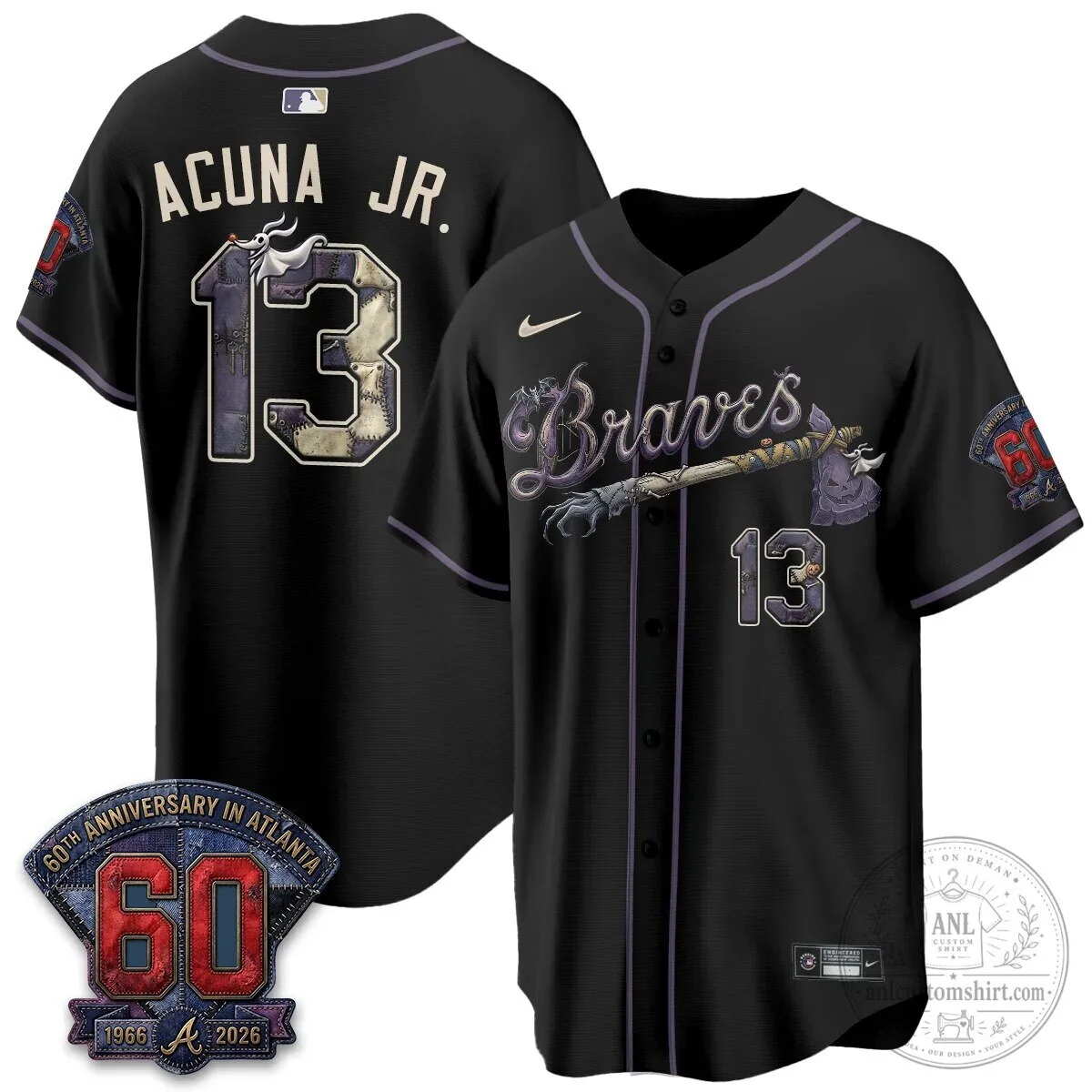 Atlanta Braves Ronald Acuna Jr. Nightmare Before Christmas Baseball Jersey