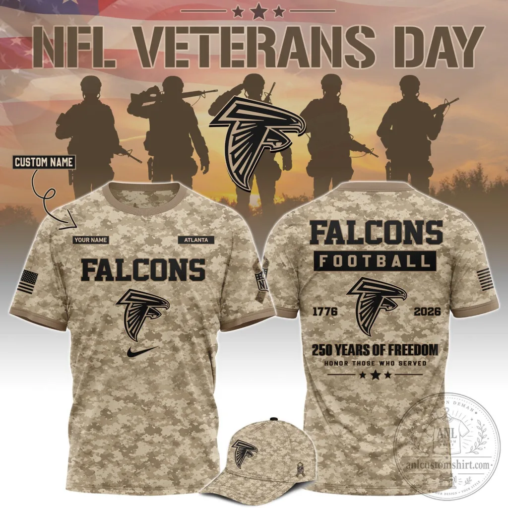 Atlanta Falcons NFL Veterans Day 250 Years of Freedom T-Shirt Atlanta Falcons NFL Veterans Day 250 Years of Freedom T-Shirt