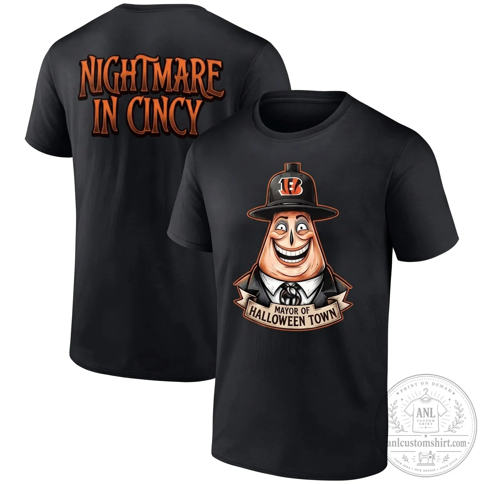 Cincinnati Bengals Nightmare Before Christmas Halloween Town T-Shirt