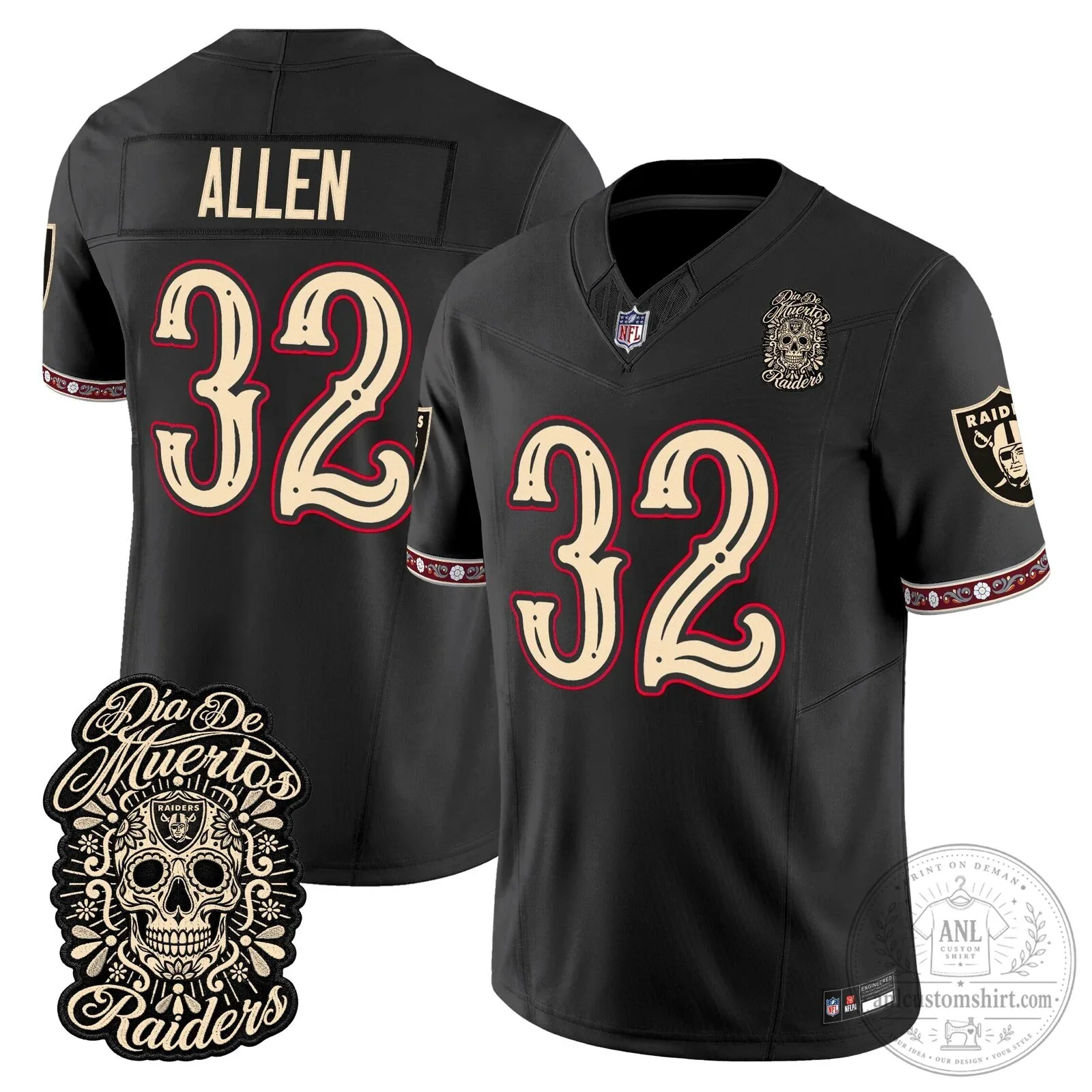 Las Vegas Raiders Dia de los Muertos Mendoza Number 15 Football Jersey 55 Las Vegas Raiders Dia de los Muertos Mendoza Number 15 Football Jersey