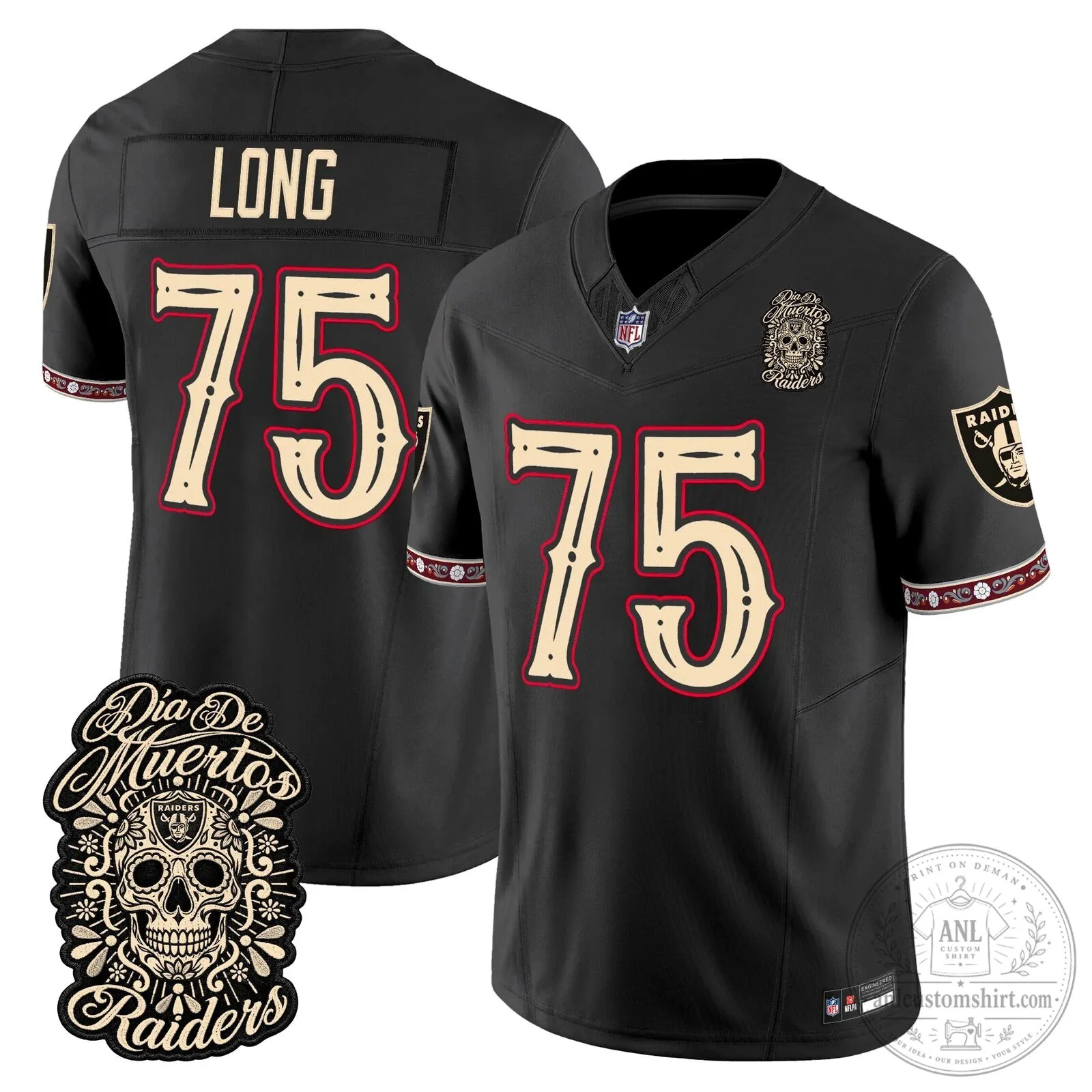 Las Vegas Raiders Dia de los Muertos Mendoza Number 15 Football Jersey 56 Las Vegas Raiders Dia de los Muertos Mendoza Number 15 Football Jersey