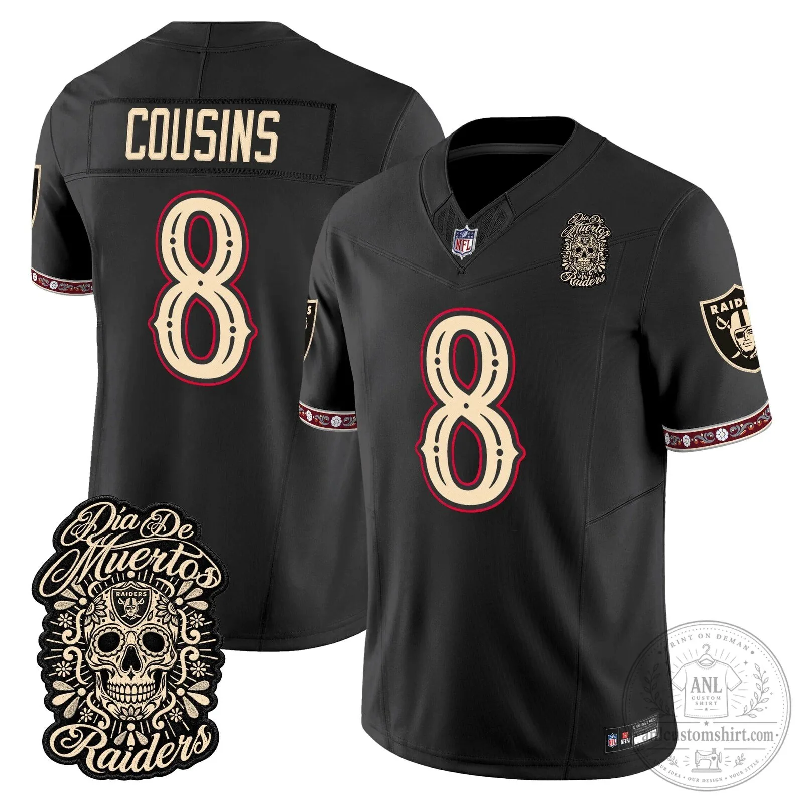 Las Vegas Raiders Dia de los Muertos Mendoza Number 15 Football Jersey 57 Las Vegas Raiders Dia de los Muertos Mendoza Number 15 Football Jersey