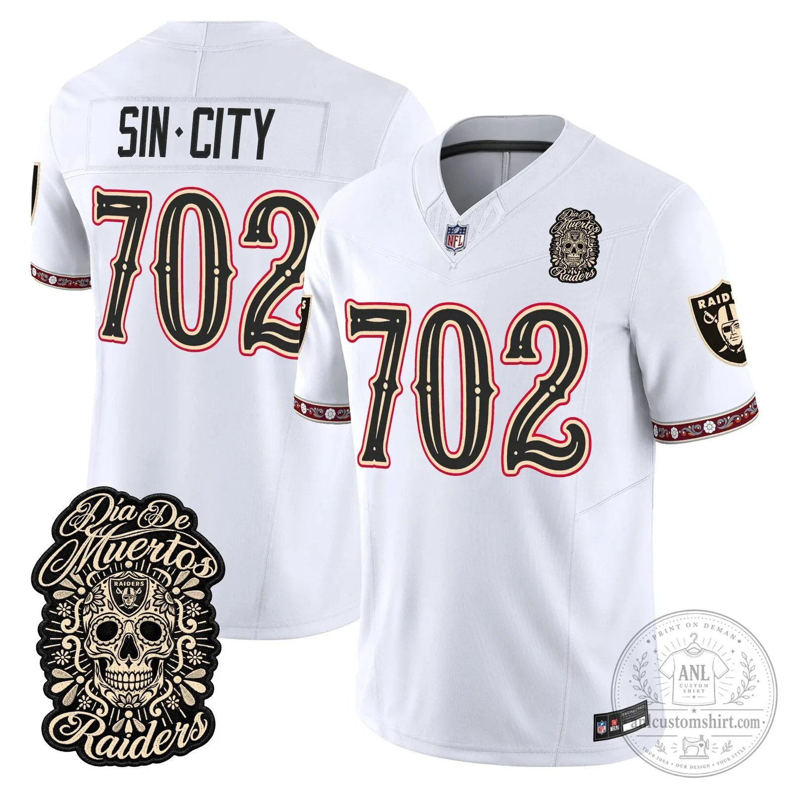 Las Vegas Raiders Dia de los Muertos Mendoza Number 15 Football Jersey 60 Las Vegas Raiders Dia de los Muertos Mendoza Number 15 Football Jersey