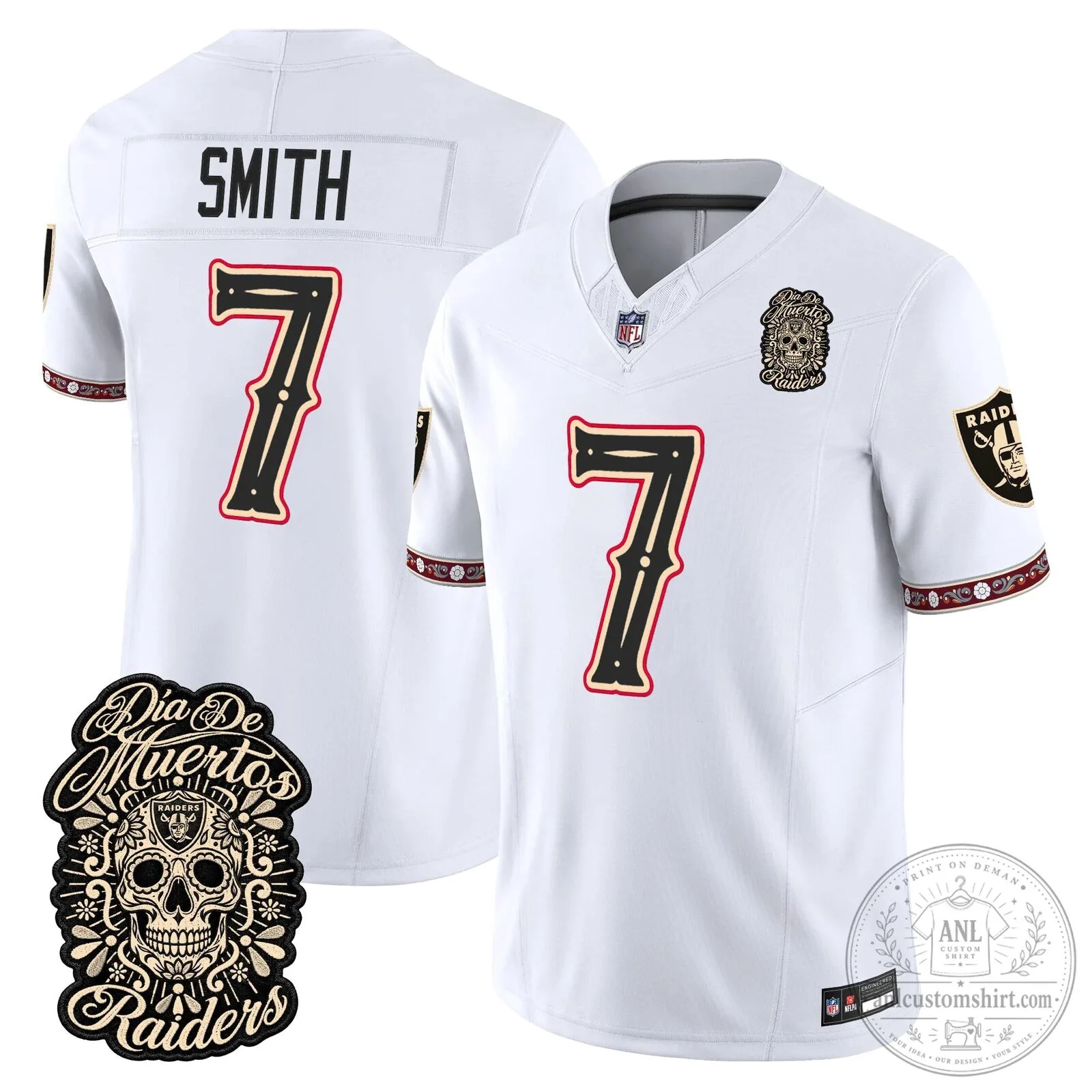 Las Vegas Raiders Dia de los Muertos Mendoza Number 15 Football Jersey 62 Las Vegas Raiders Dia de los Muertos Mendoza Number 15 Football Jersey