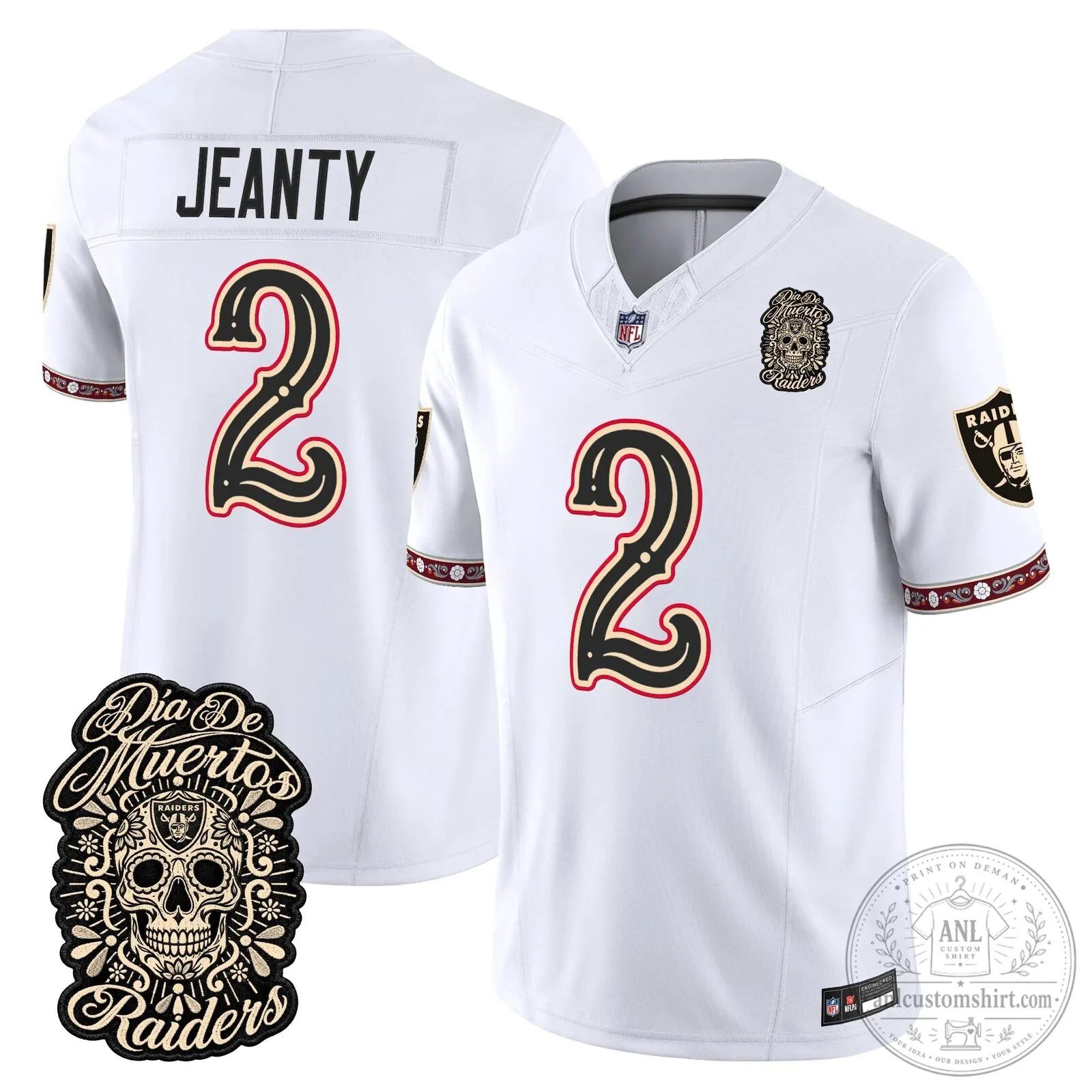 Las Vegas Raiders Dia de los Muertos Mendoza Number 15 Football Jersey 63 Las Vegas Raiders Dia de los Muertos Mendoza Number 15 Football Jersey