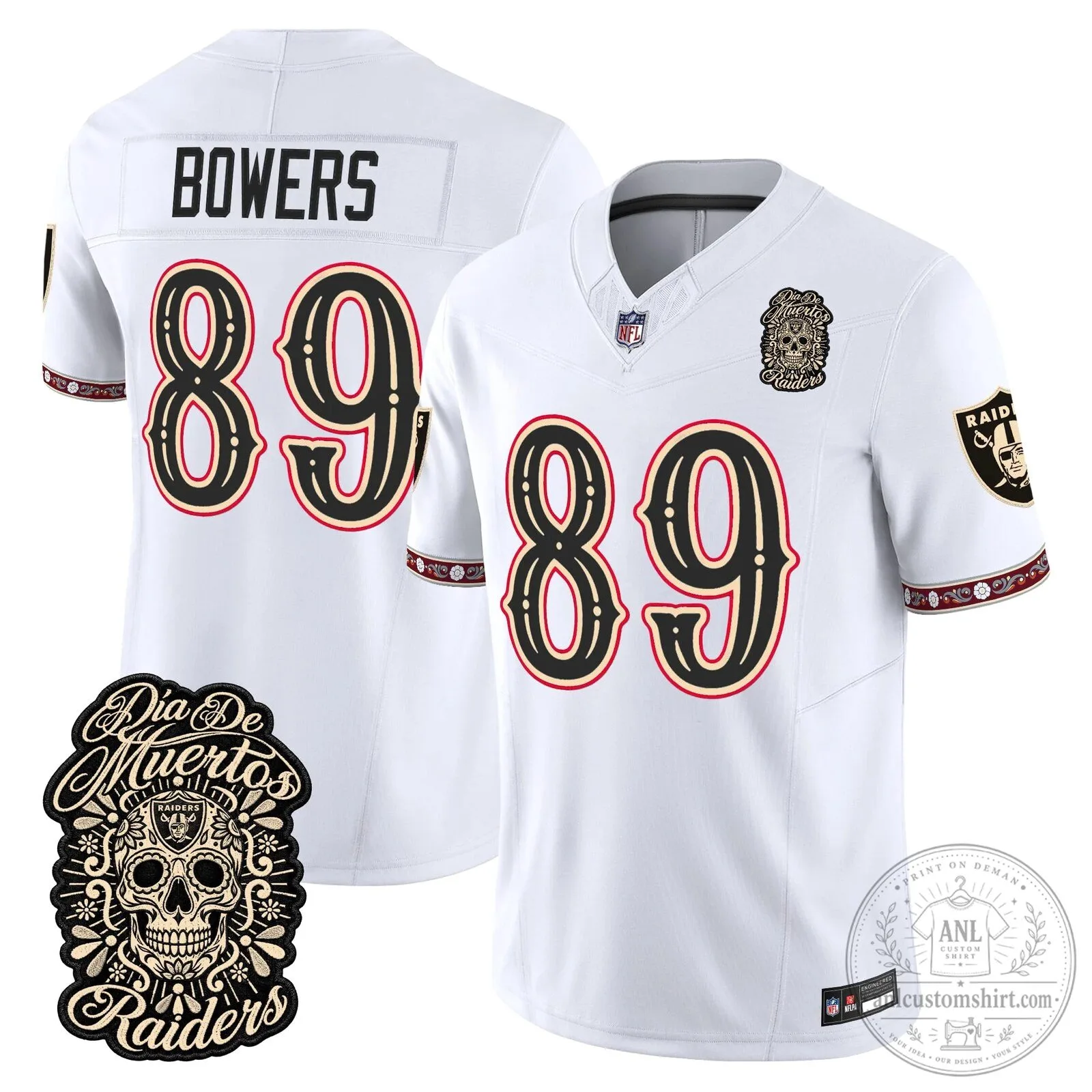 Las Vegas Raiders Dia de los Muertos Mendoza Number 15 Football Jersey 64 Las Vegas Raiders Dia de los Muertos Mendoza Number 15 Football Jersey