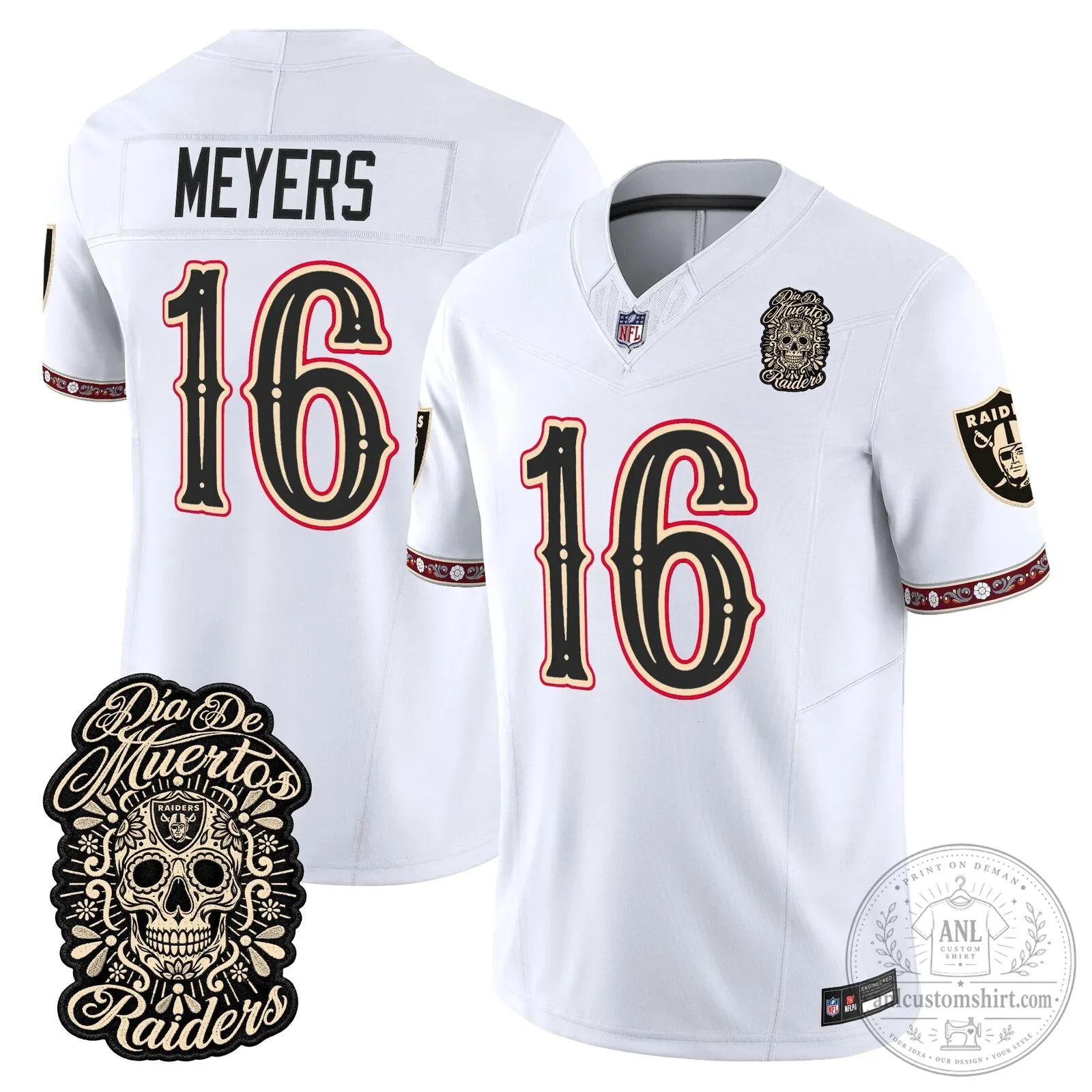 Las Vegas Raiders Dia de los Muertos Mendoza Number 15 Football Jersey 65 Las Vegas Raiders Dia de los Muertos Mendoza Number 15 Football Jersey