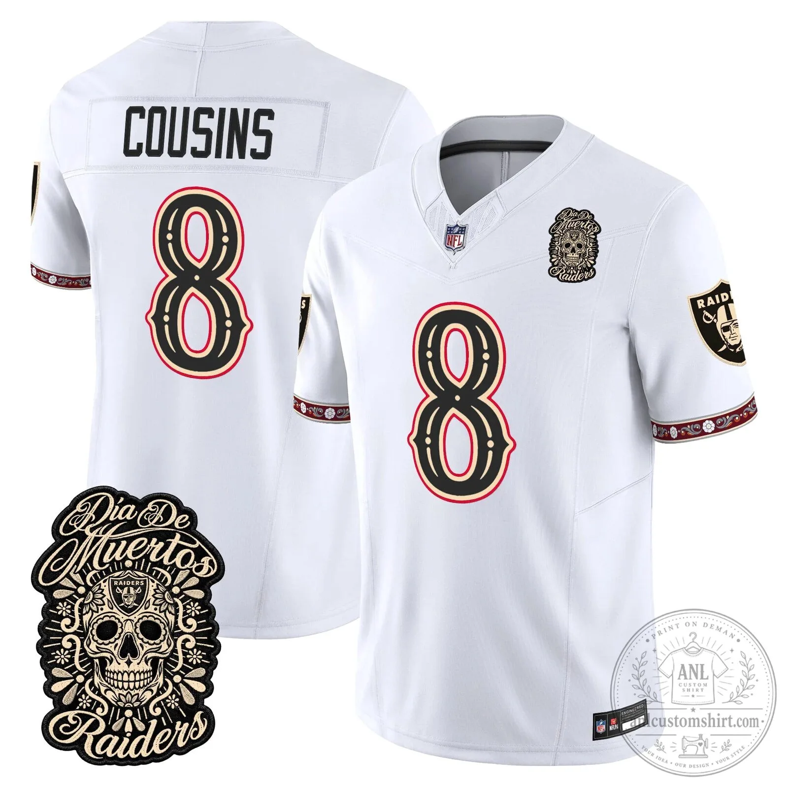 Las Vegas Raiders Dia de los Muertos Mendoza Number 15 Football Jersey 68 Las Vegas Raiders Dia de los Muertos Mendoza Number 15 Football Jersey