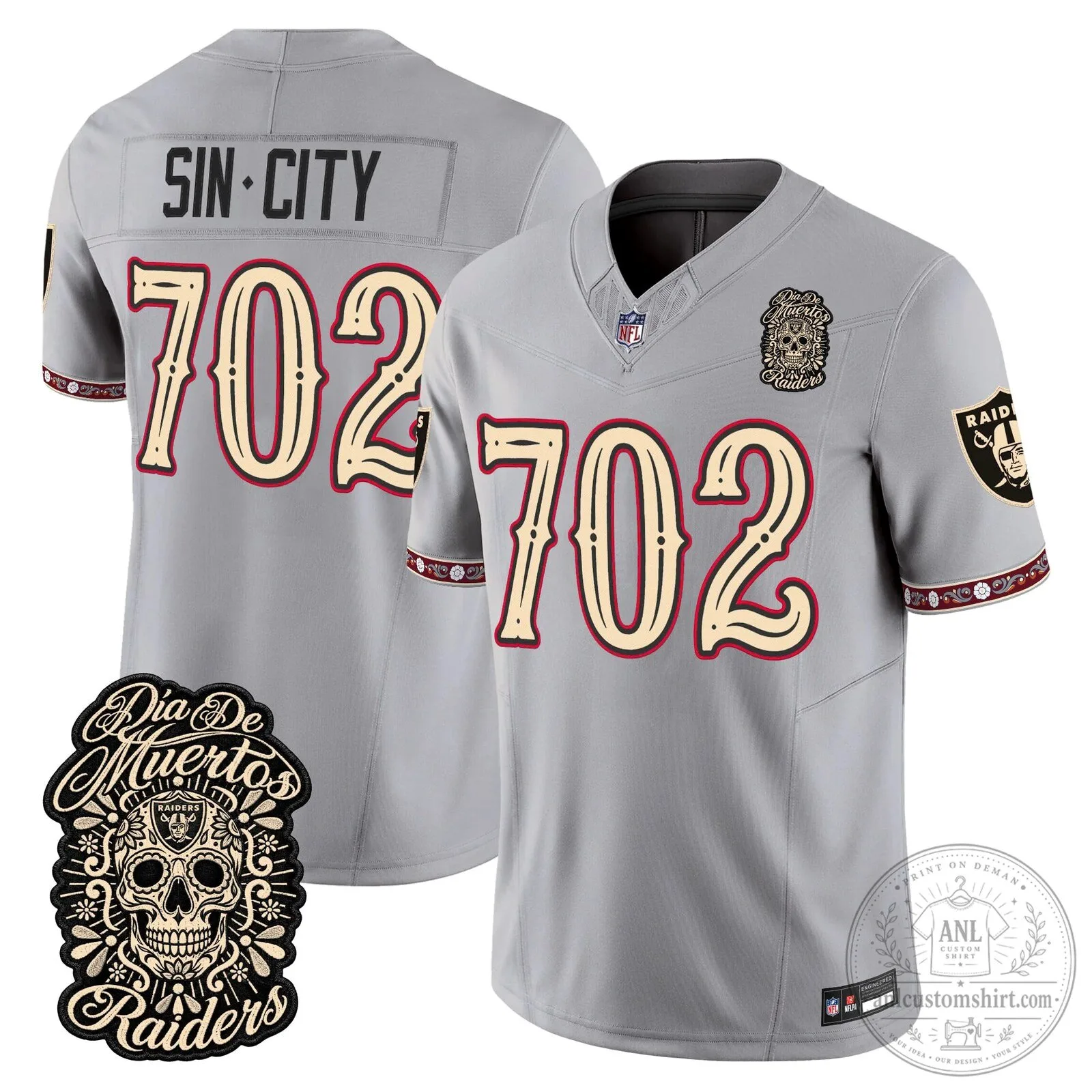 Las Vegas Raiders Dia de los Muertos Mendoza Number 15 Football Jersey 71 Las Vegas Raiders Dia de los Muertos Mendoza Number 15 Football Jersey