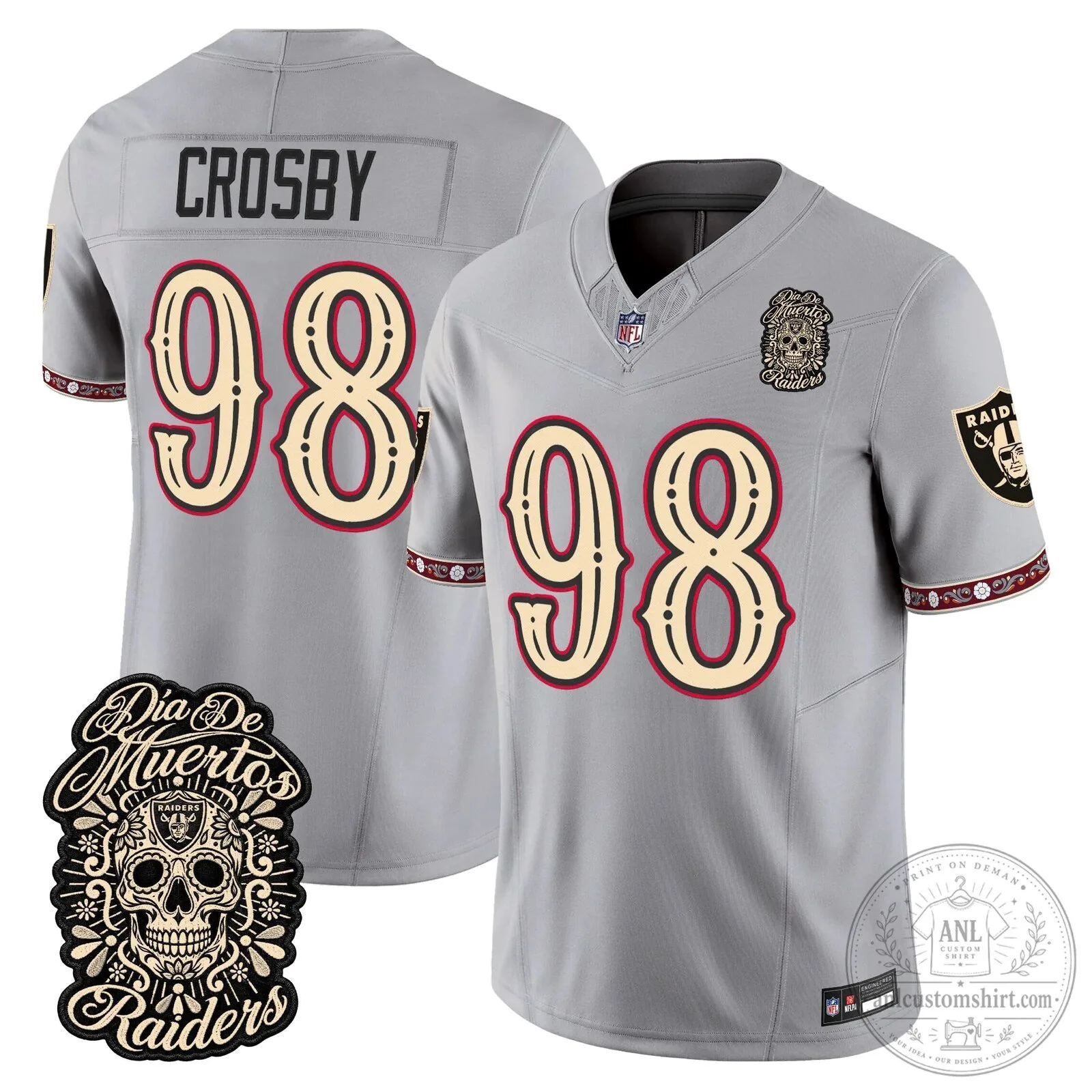 Las Vegas Raiders Dia de los Muertos Mendoza Number 15 Football Jersey 72 Las Vegas Raiders Dia de los Muertos Mendoza Number 15 Football Jersey