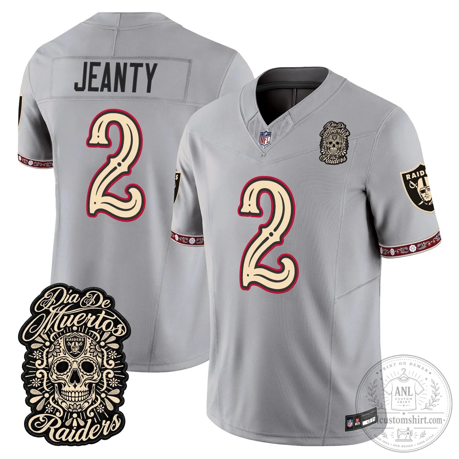 Las Vegas Raiders Dia de los Muertos Mendoza Number 15 Football Jersey 74 Las Vegas Raiders Dia de los Muertos Mendoza Number 15 Football Jersey