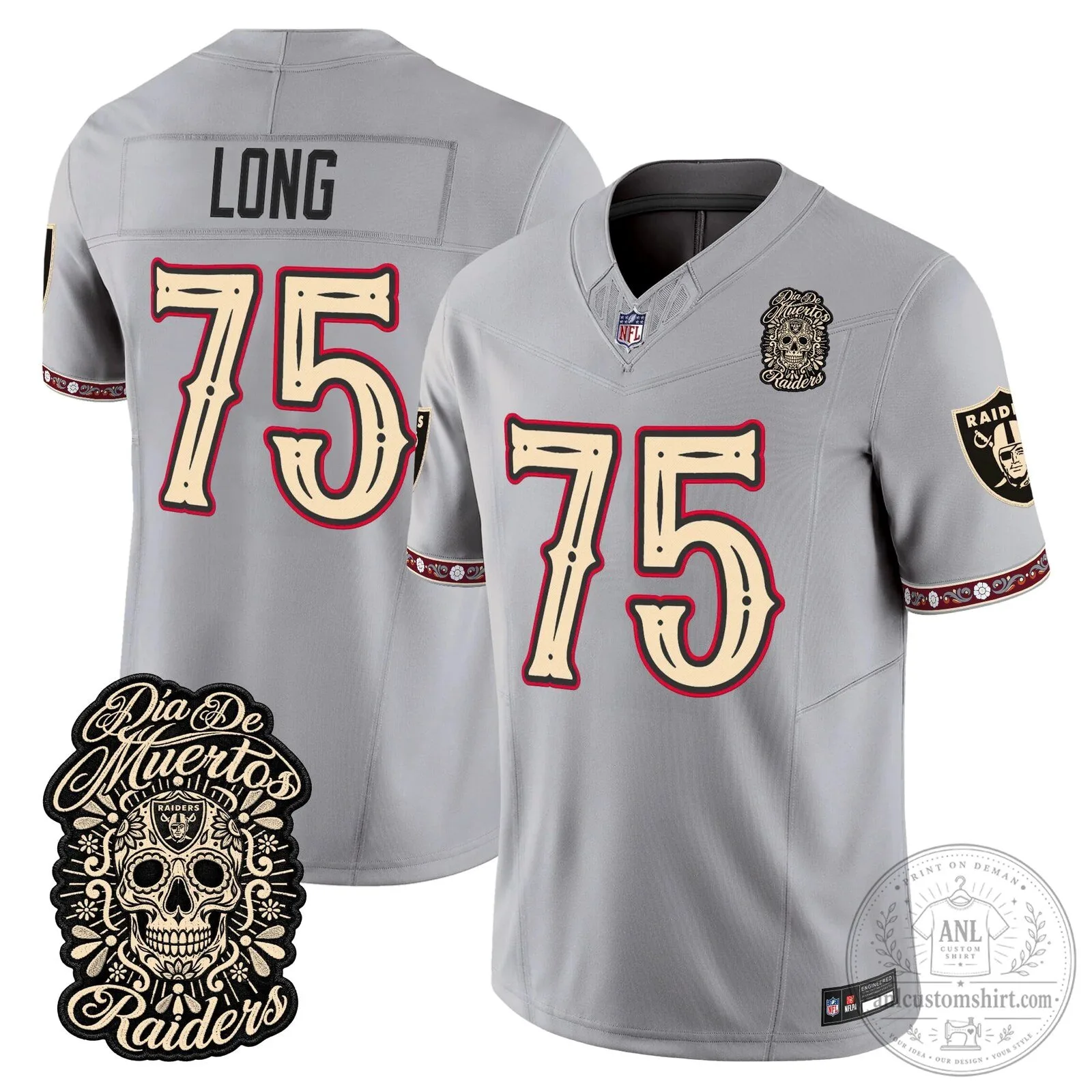 Las Vegas Raiders Dia de los Muertos Mendoza Number 15 Football Jersey 78 Las Vegas Raiders Dia de los Muertos Mendoza Number 15 Football Jersey