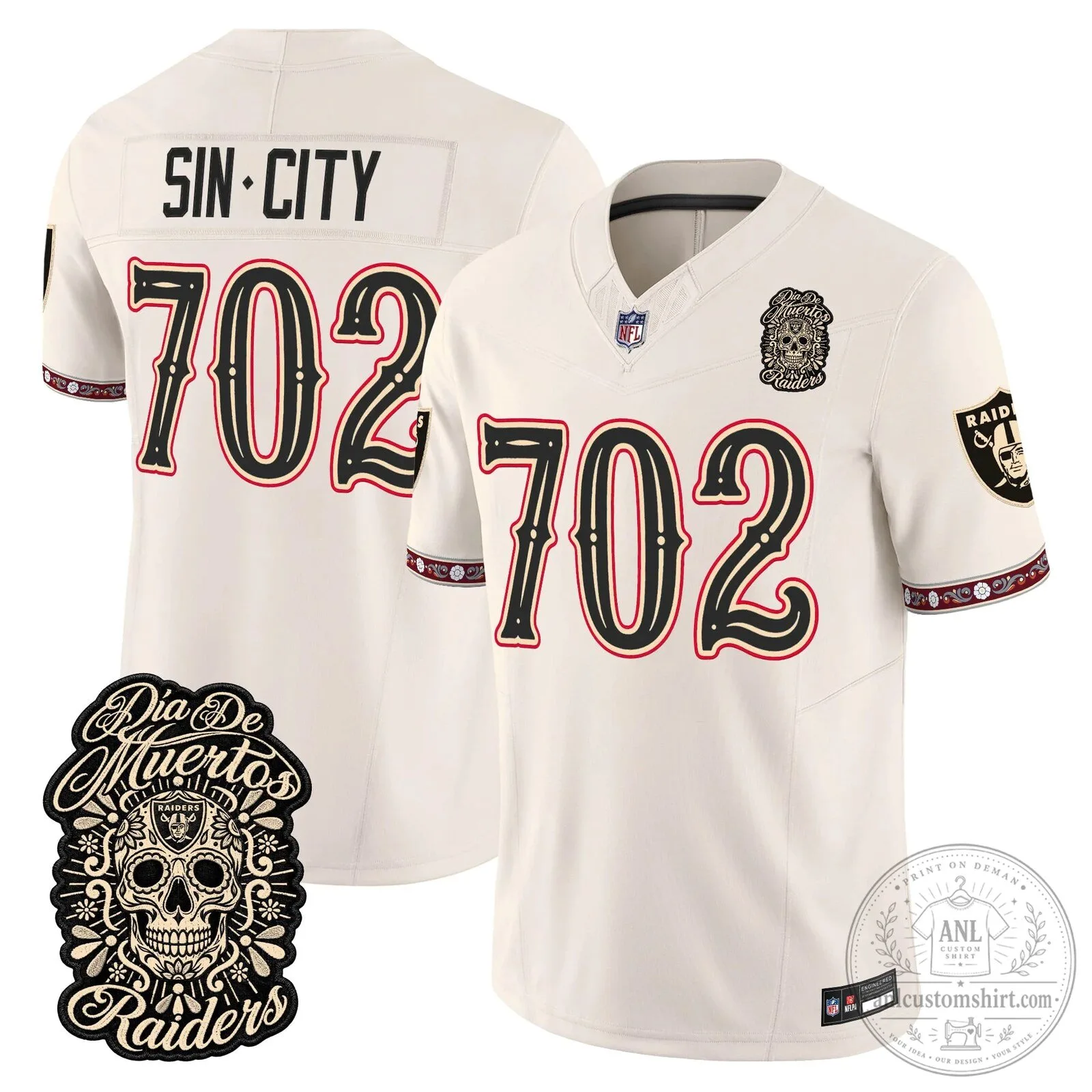 Las Vegas Raiders Dia de los Muertos Mendoza Number 15 Football Jersey 82 Las Vegas Raiders Dia de los Muertos Mendoza Number 15 Football Jersey