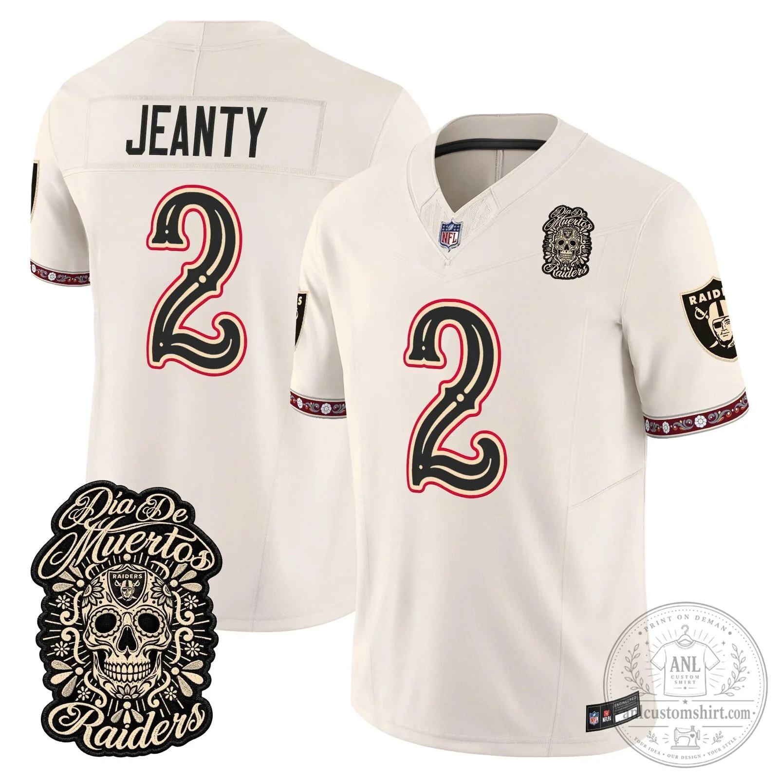 Las Vegas Raiders Dia de los Muertos Mendoza Number 15 Football Jersey 85 Las Vegas Raiders Dia de los Muertos Mendoza Number 15 Football Jersey