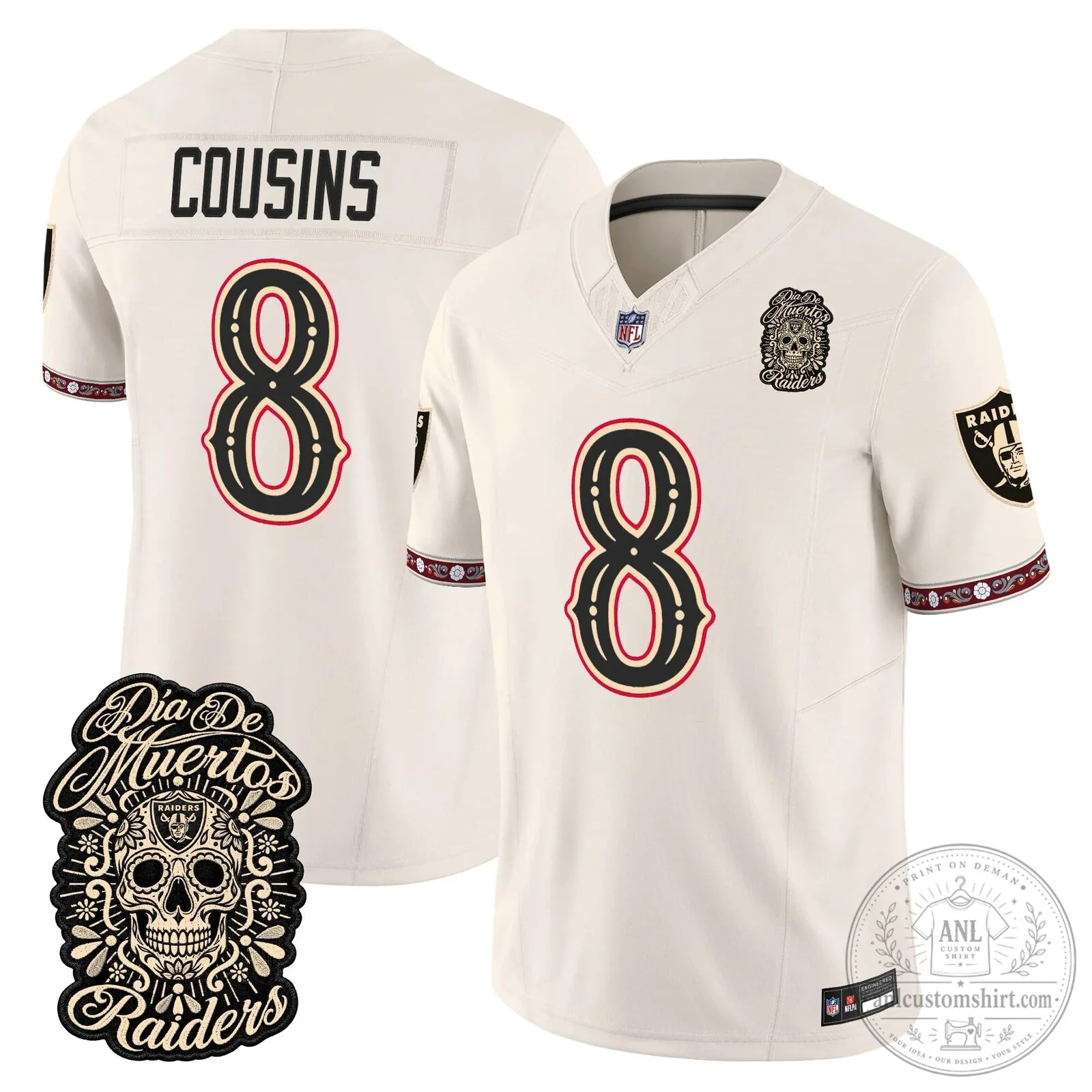 Las Vegas Raiders Dia de los Muertos Mendoza Number 15 Football Jersey 90 Las Vegas Raiders Dia de los Muertos Mendoza Number 15 Football Jersey