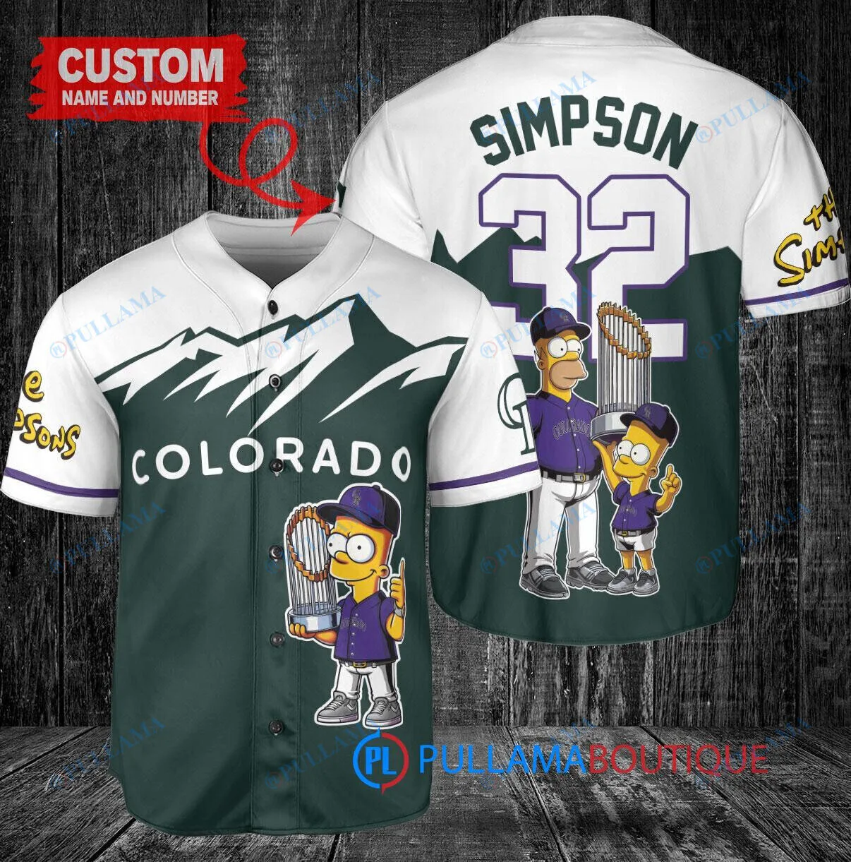Colorado Rockies Baseball Homer Bart Simpson World Series Trophy Baseball Jersey