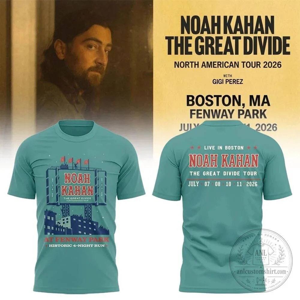 Noah Kahan The Great Divide Tour Fenway Park Boston 2026 T-Shirt