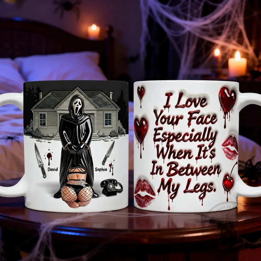 Funny Naughty Couple Halloween Scream Horror Movie Coffee Mug Funny Naughty Couple Halloween Scream Horror Movie Coffee Mug
