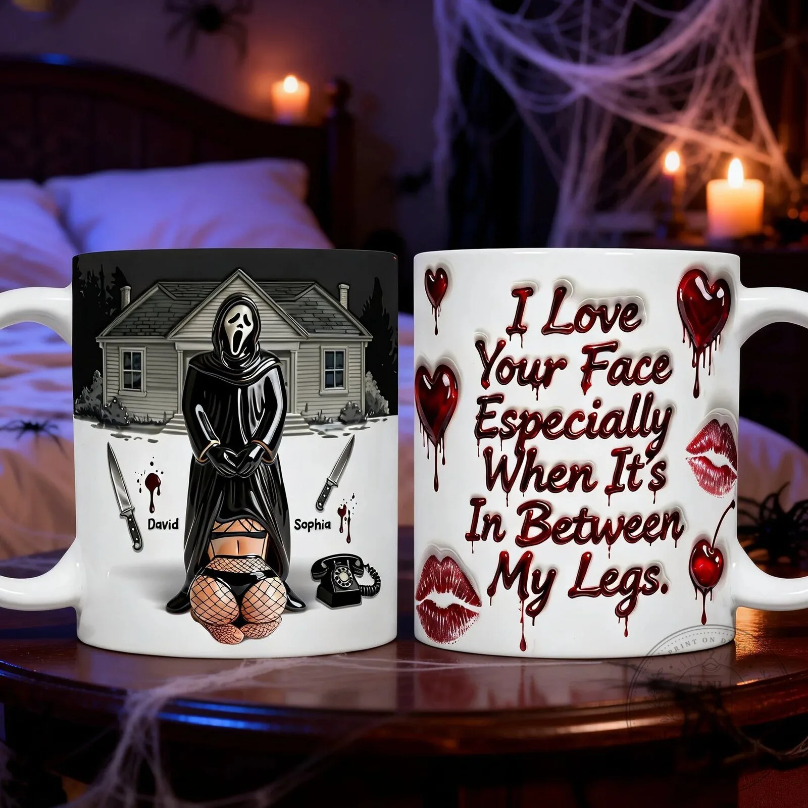 Funny Naughty Couple Halloween Scream Horror Movie Coffee Mug