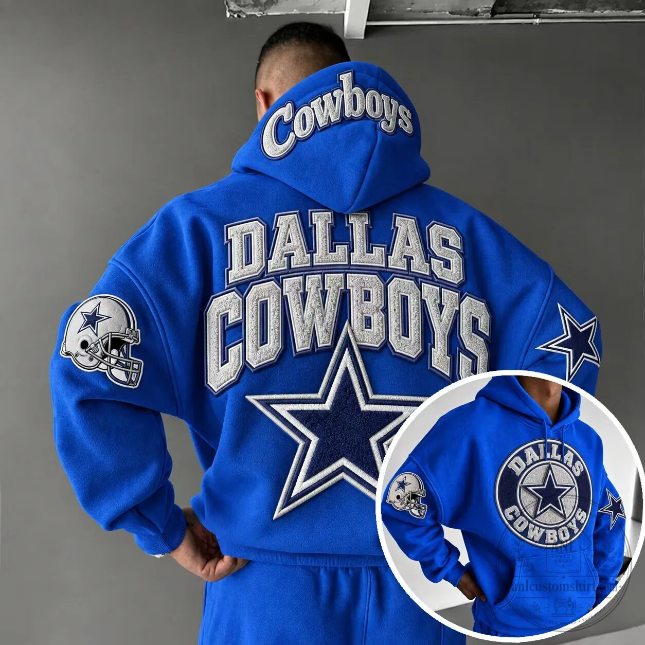 Dallas Cowboys NFL Football Team Blue Embroidered Logo Hoodie