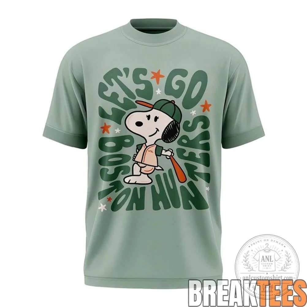Snoopy Boston Hunters Baseball Fan Let's Go Baseball Game Day T-Shirt 8 Snoopy Boston Hunters Baseball Fan Let