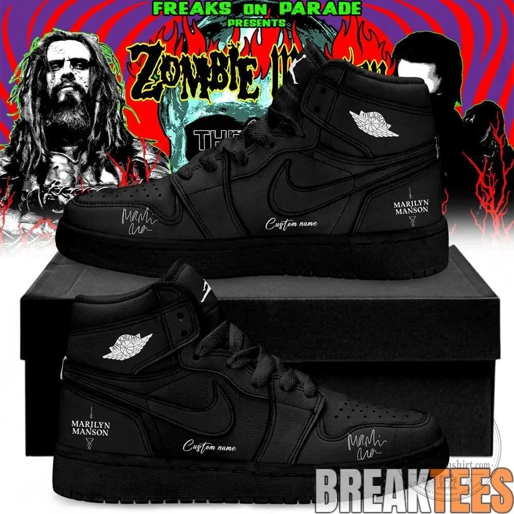 Marilyn Manson and Rob Zombie Freaks on Parade Tour Custom Black Shoes