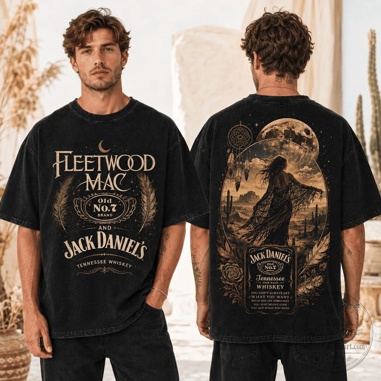 Fleetwood Mac and Jack Daniel's Tennessee Whiskey Boho Rock T-Shirt
