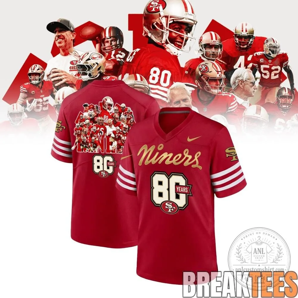 San Francisco 49ers 80th Anniversary Red Football Jersey