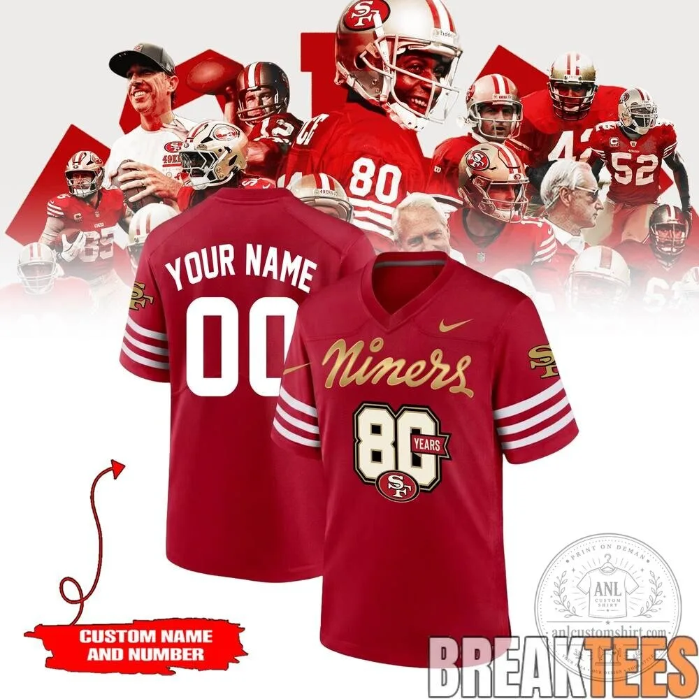 San Francisco 49ers 80th Anniversary Red Football Jersey 7 San Francisco 49ers 80th Anniversary Red Football Jersey