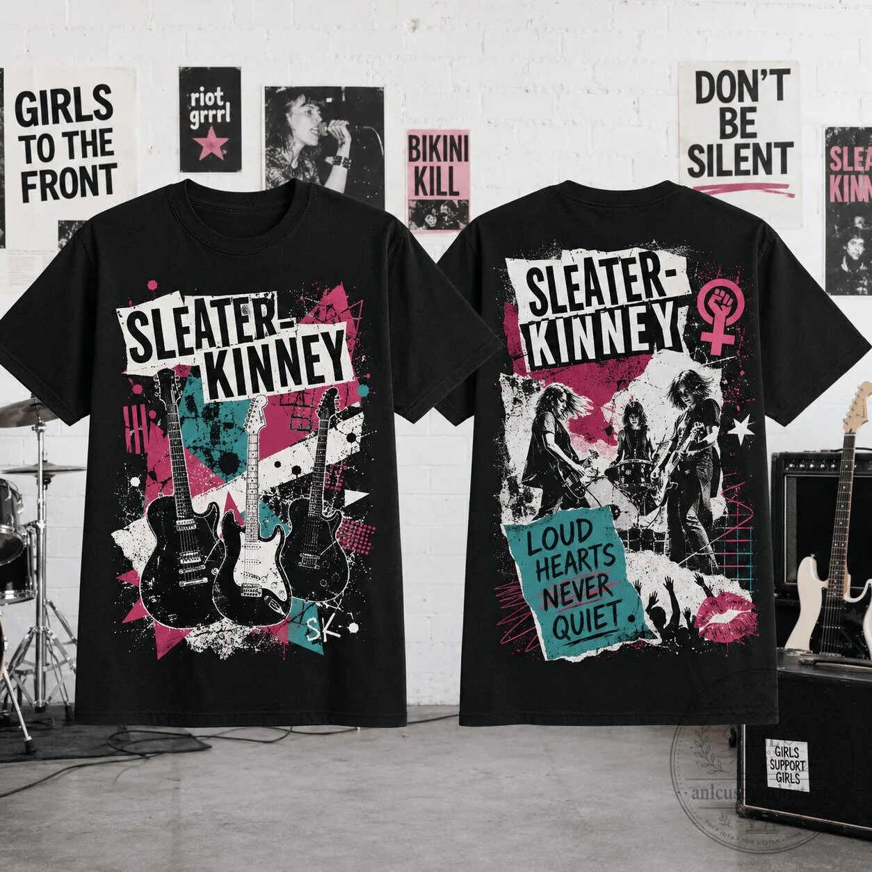 Sleater-Kinney Loud Hearts Never Quiet Riot Grrrl Rock Band T-Shirt