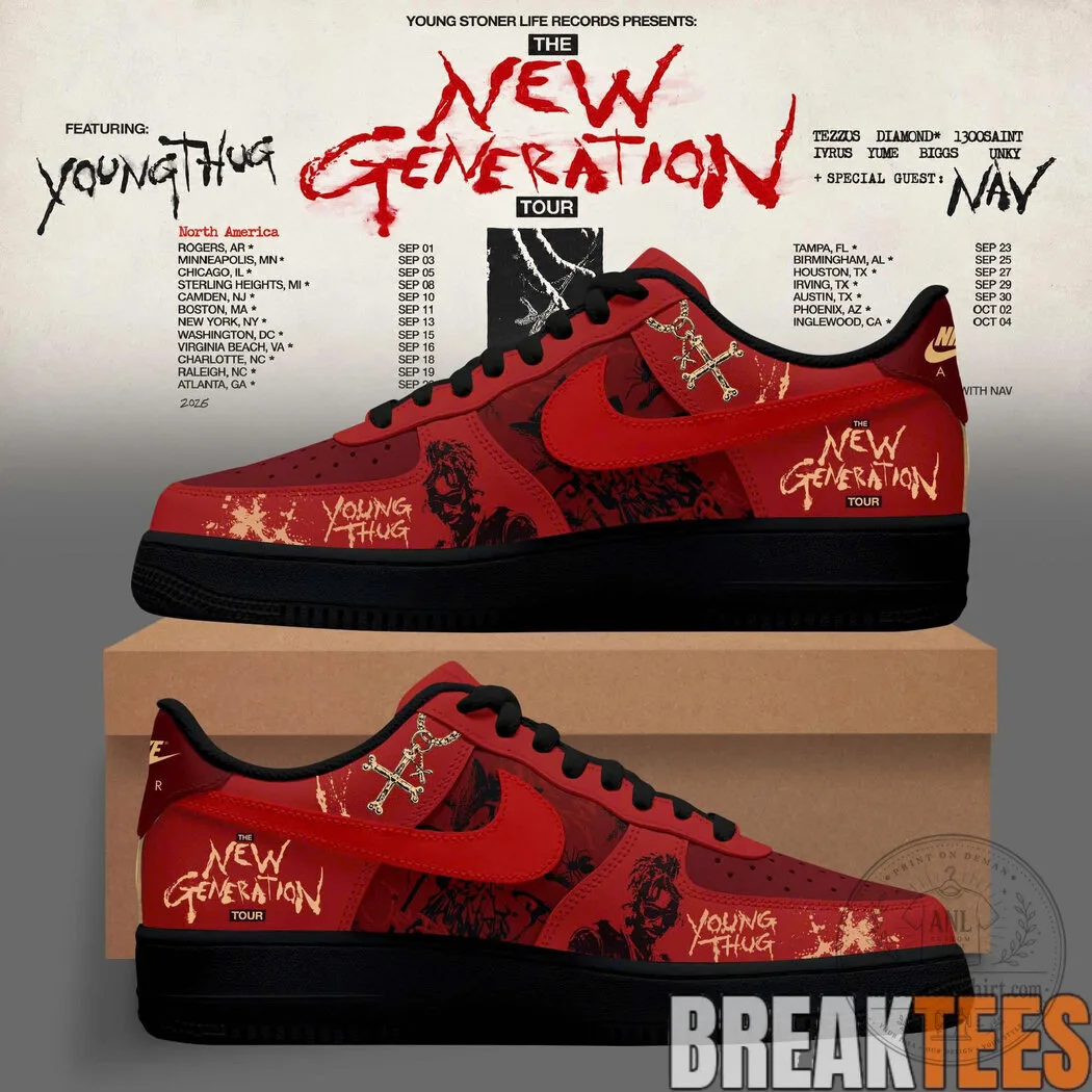 Young Thug The New Generation Tour Red and Black Custom Shoes