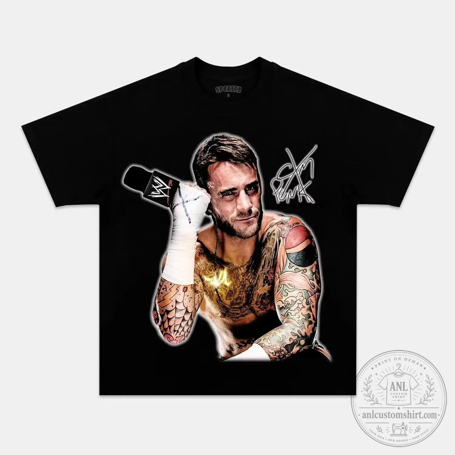 CM Punk Professional Wrestler Black Graphic T-Shirt