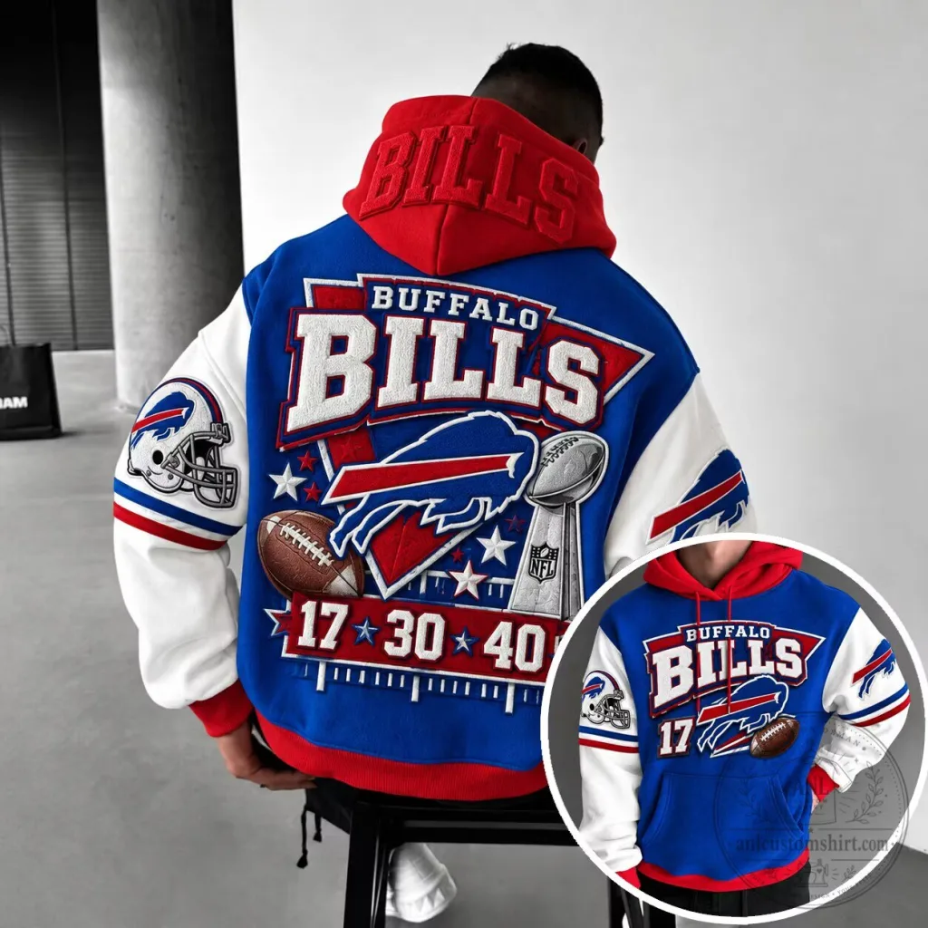 Buffalo Bills Football Team Embroidered Varsity Hoodie Jacket Buffalo Bills Football Team Embroidered Varsity Hoodie Jacket