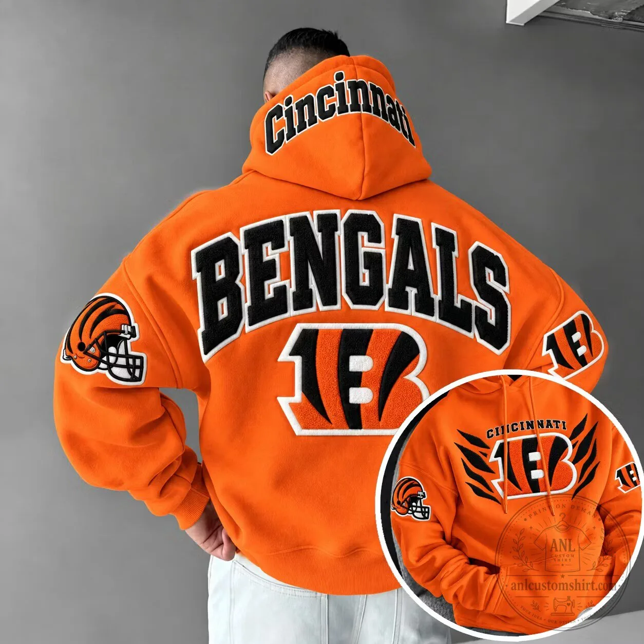 Cincinnati Bengals Football Team Logo Orange Hoodie