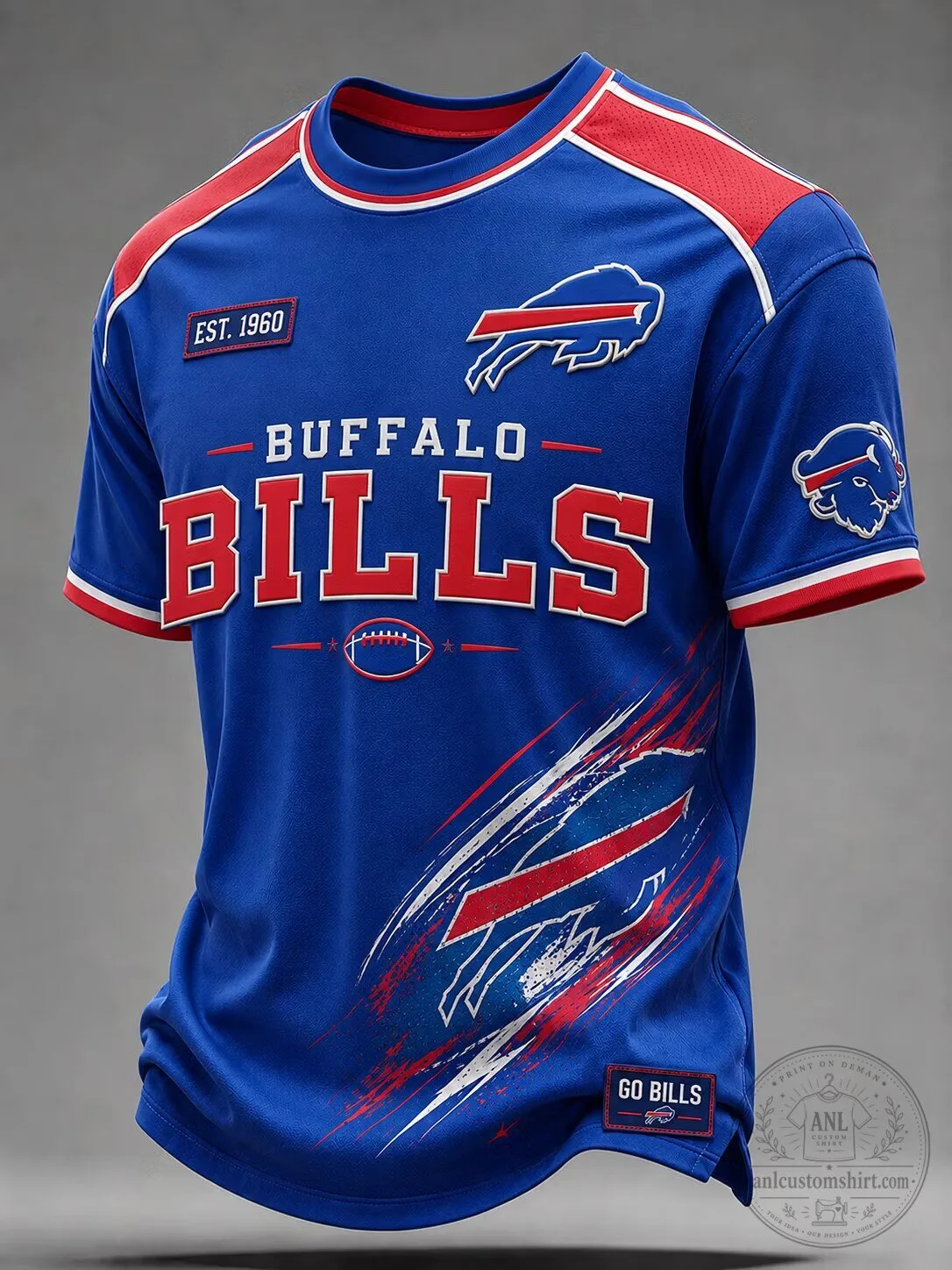 Buffalo Bills Football Team Blue and Red Fan Jersey 1 Buffalo Bills Football Team Blue and Red Fan Jersey