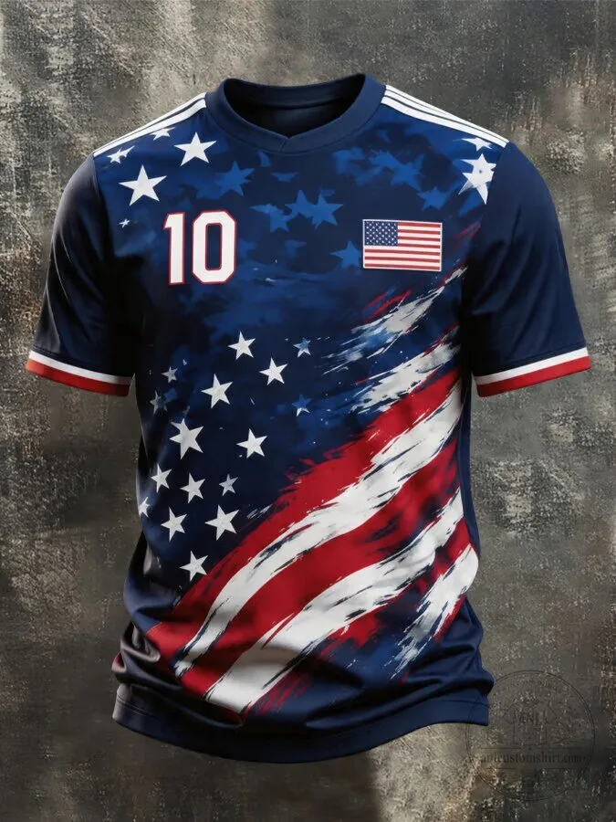 USA Soccer Team American Flag Stars and Stripes Number 10 Jersey