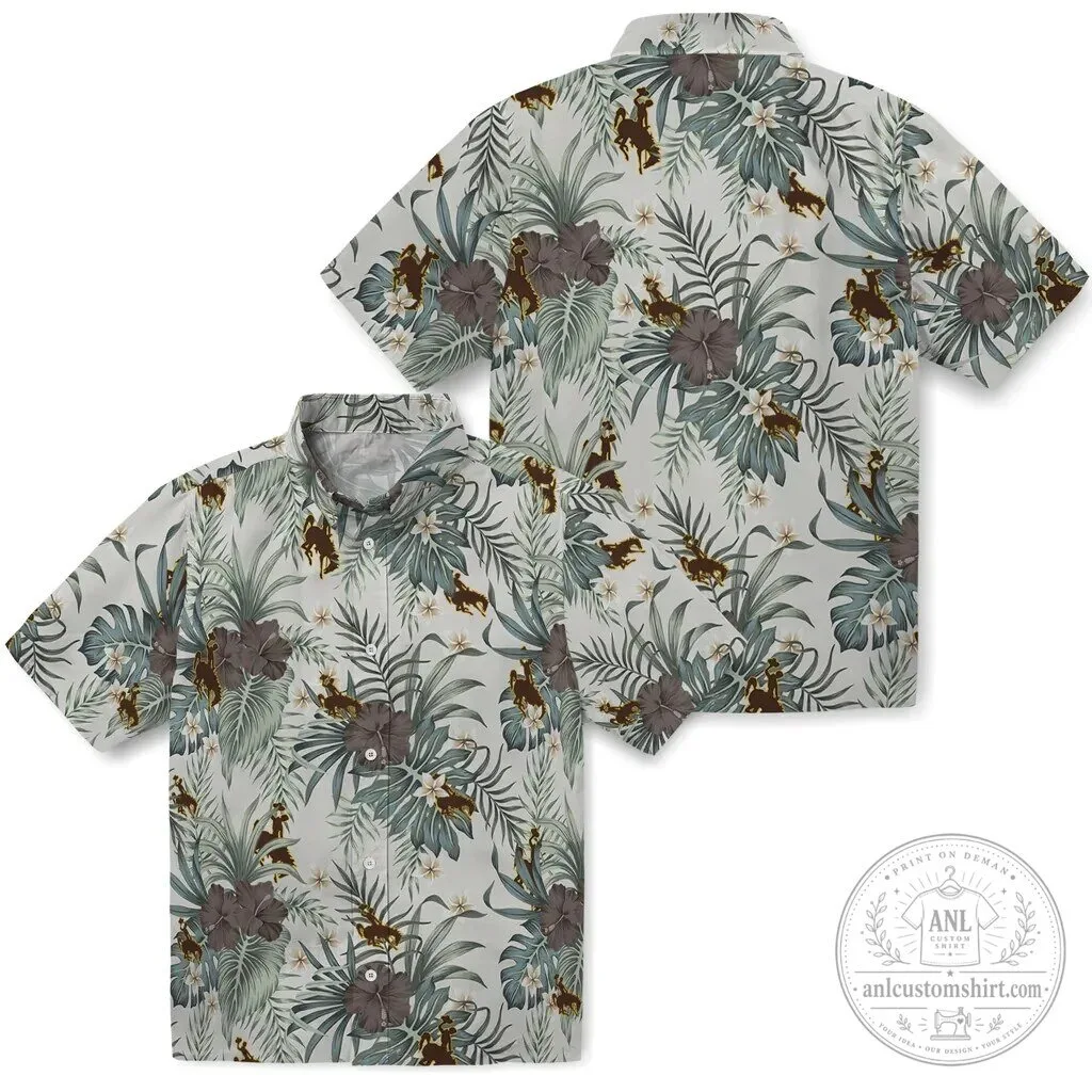 Wyoming Cowboys Tropical Floral Hawaiian Shirt for Men and Women