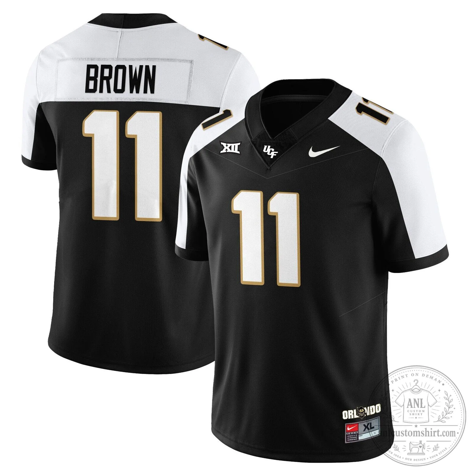 UCF Football Black and White Stitched Performance Jersey