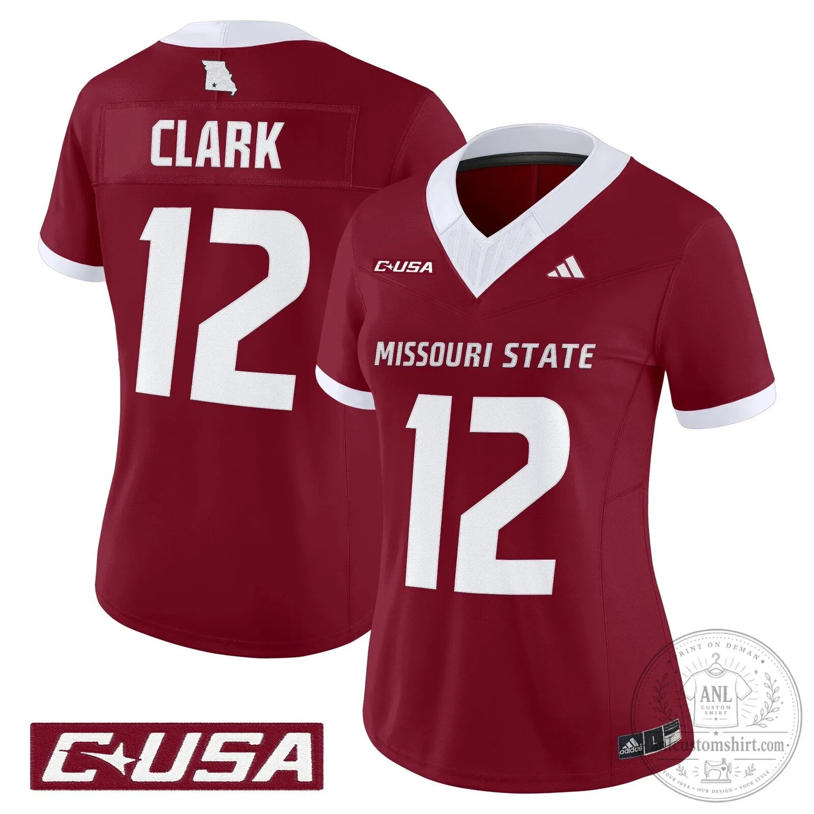Missouri State Bears Women's Clark Number 12 Football Jersey