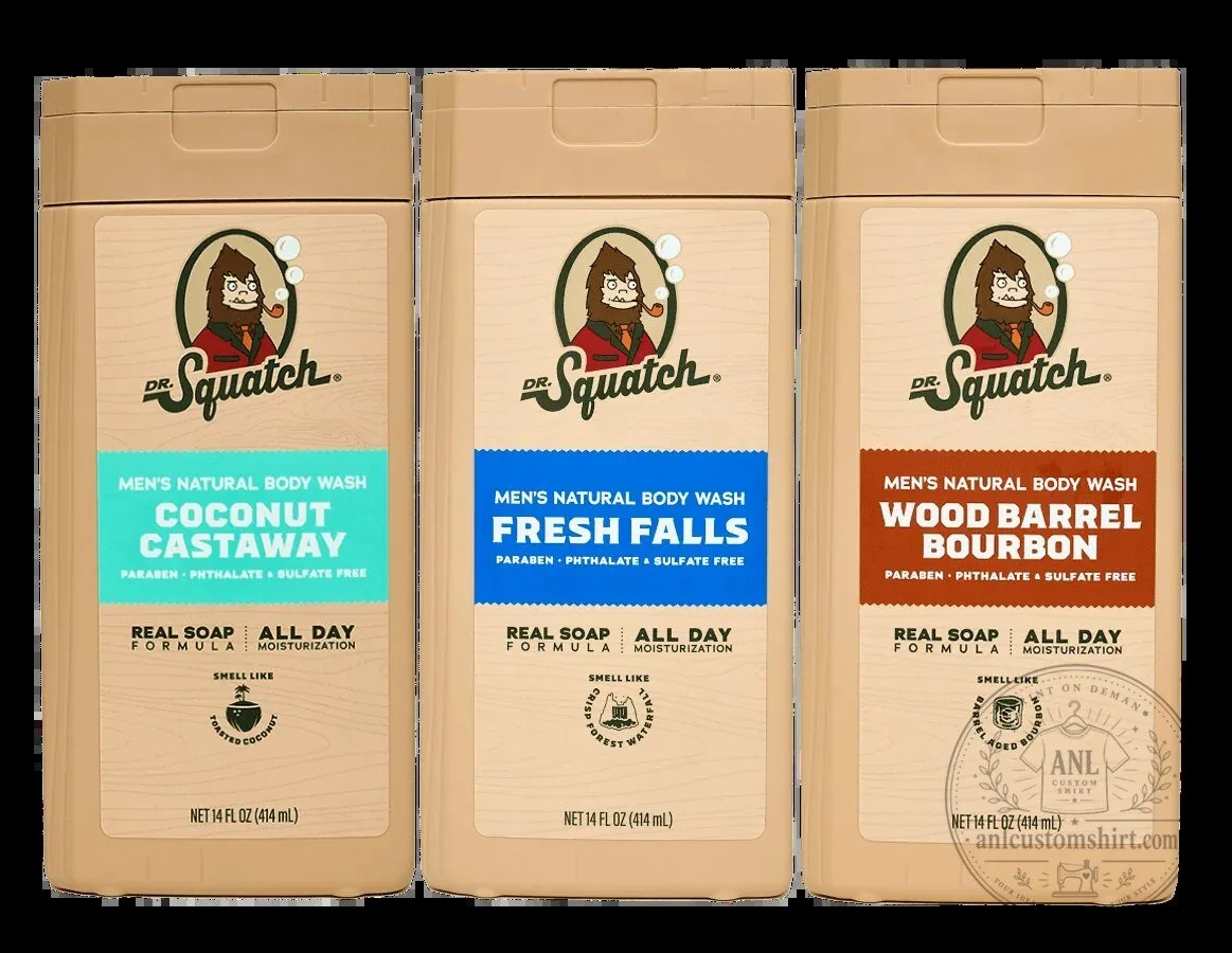 Dr. Squatch Men's Natural Body Wash Coconut Castaway Fresh Falls Wood Barrel Bourbon