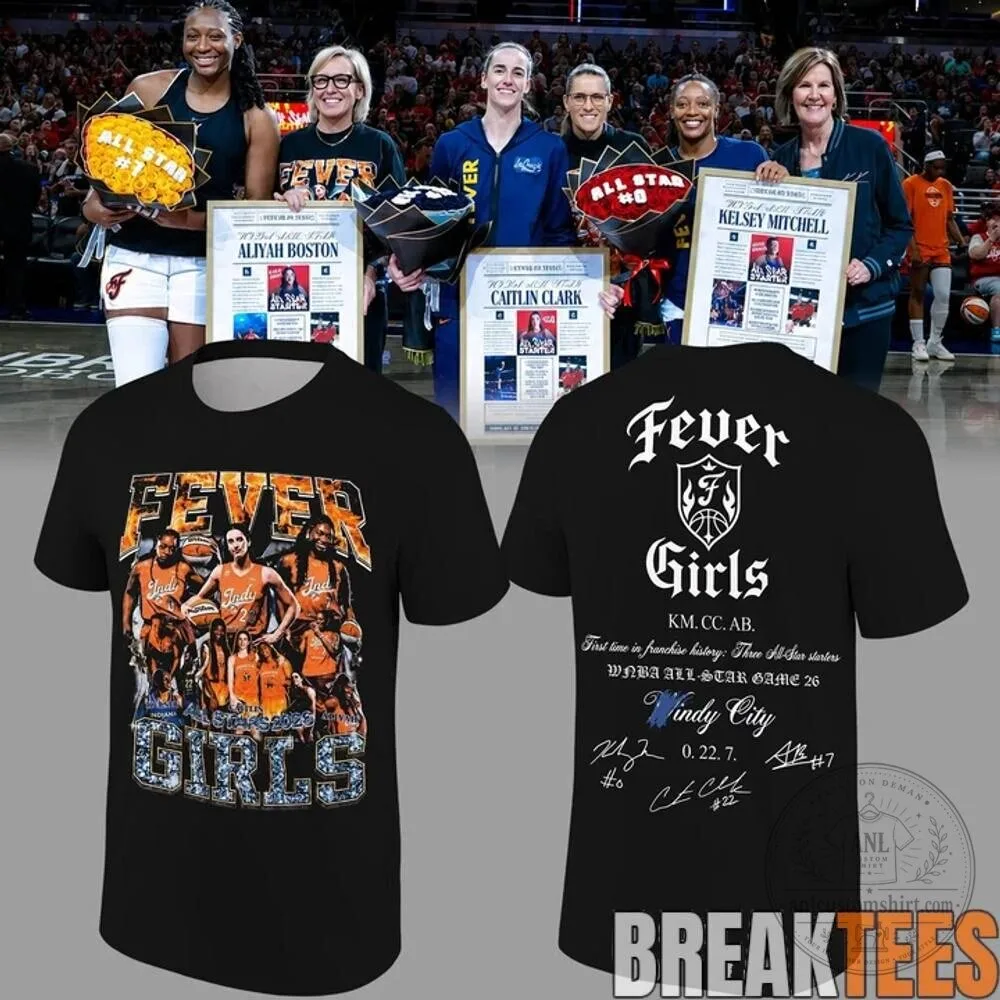 Indiana Fever Girls Basketball Aliyah Boston Caitlin Clark Kelsey Mitchell T-Shirt