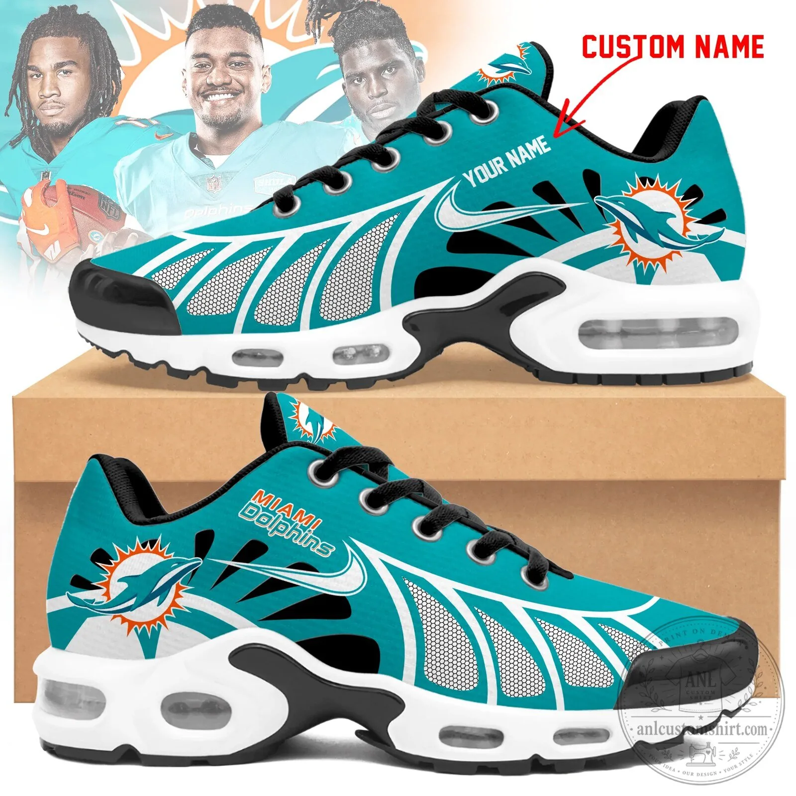 Miami Dolphins Personalized Air Max Sneakers Running Shoes