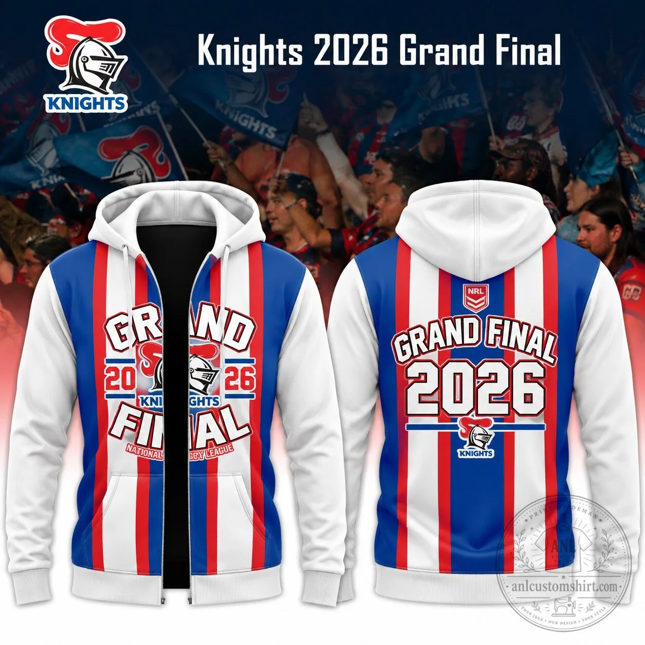 Newcastle Knights National Rugby League Grand Final 2026 Full-Zip Hoodie