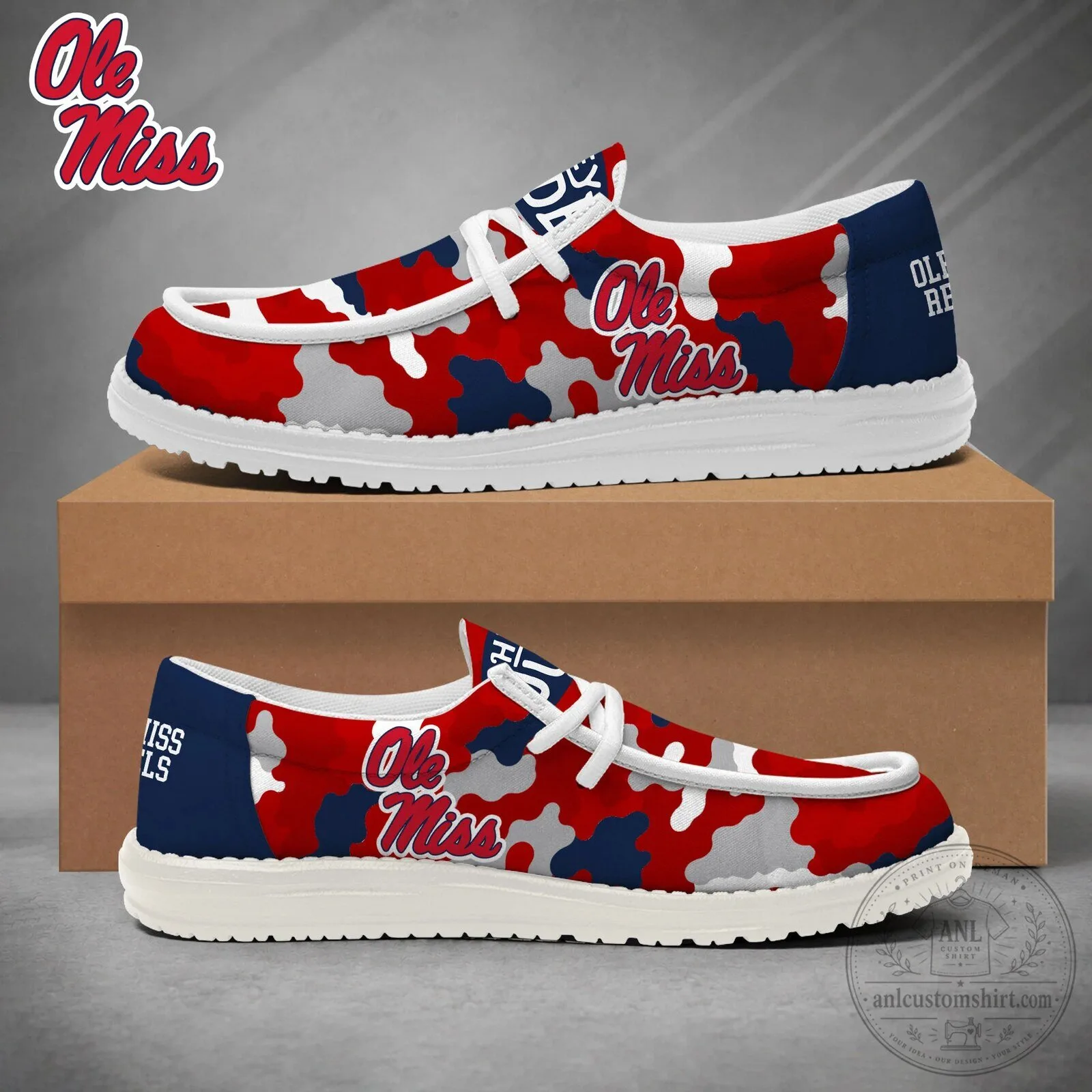 Ole Miss Rebels Camouflage Pattern Loafer Shoes