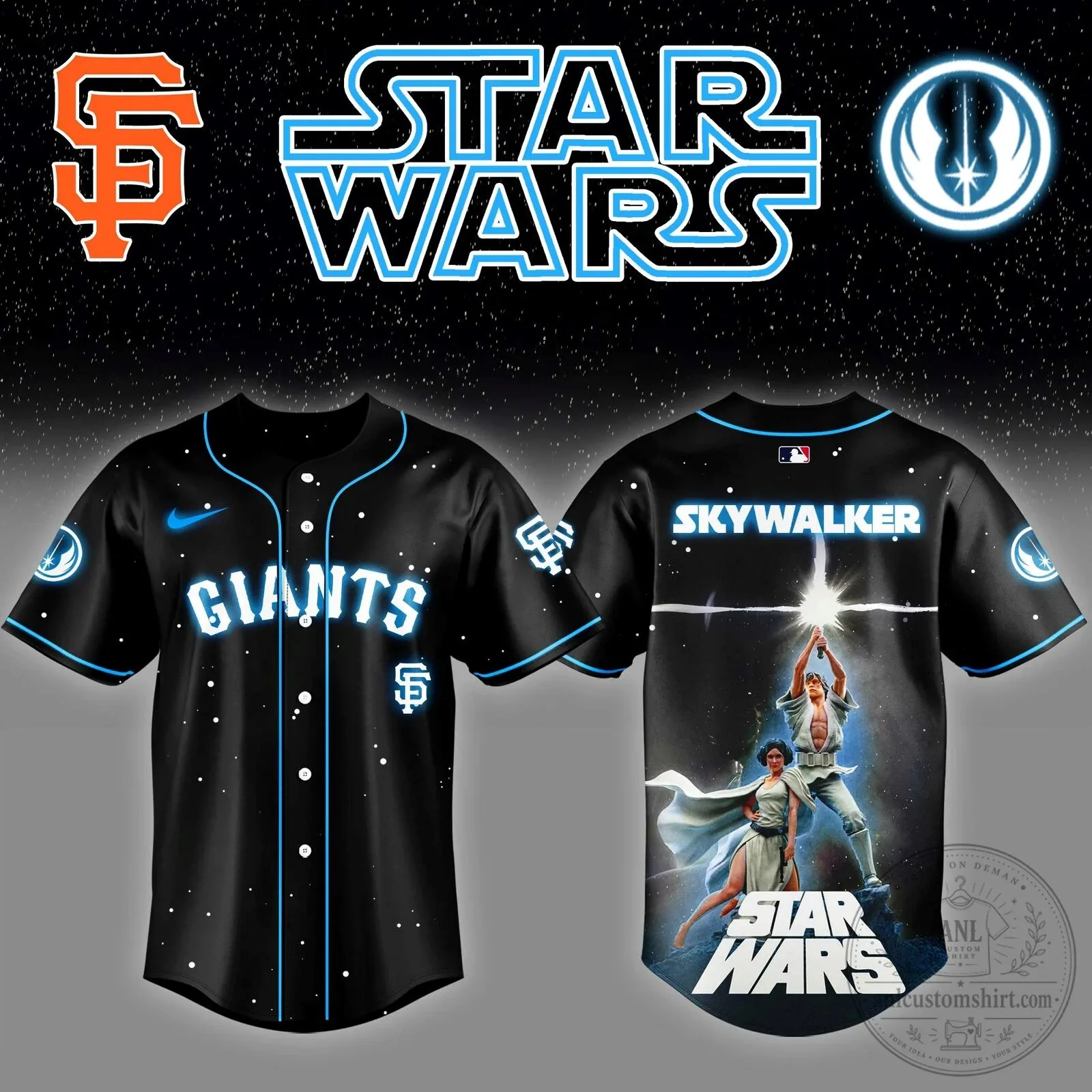 San Francisco Giants Baseball Jersey featuring Luke Skywalker from Star Wars