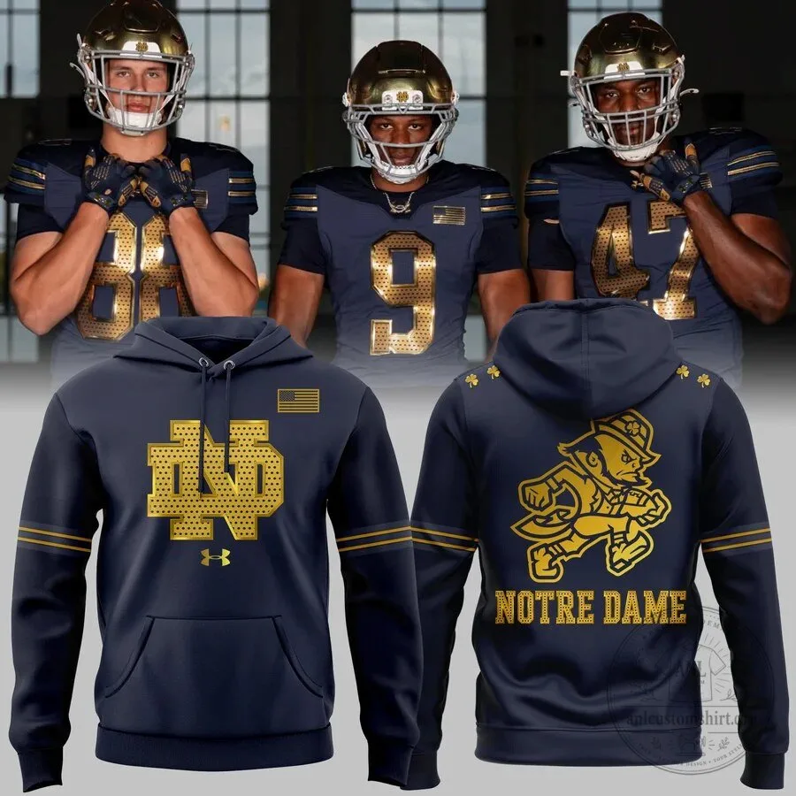 Notre Dame Fighting Irish Football Navy Gold Hoodie