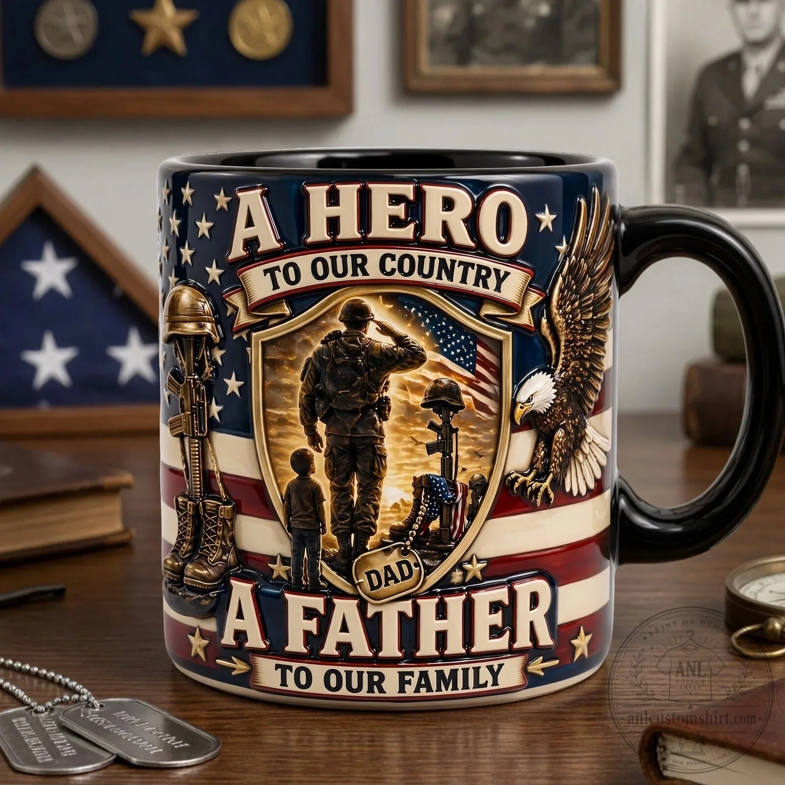 Proud Veteran Dad A Hero To Our Country A Father To Our Family Coffee Mug 8 Proud Veteran Dad A Hero To Our Country A Father To Our Family Coffee Mug